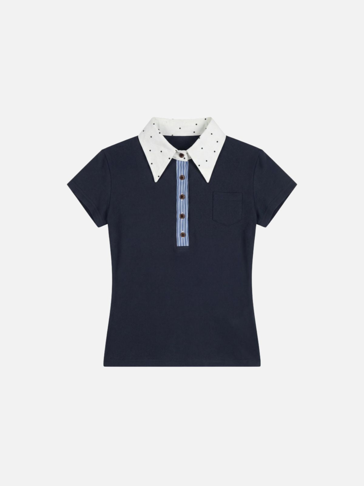 Haaura Polka Dot Collar Polo Tee