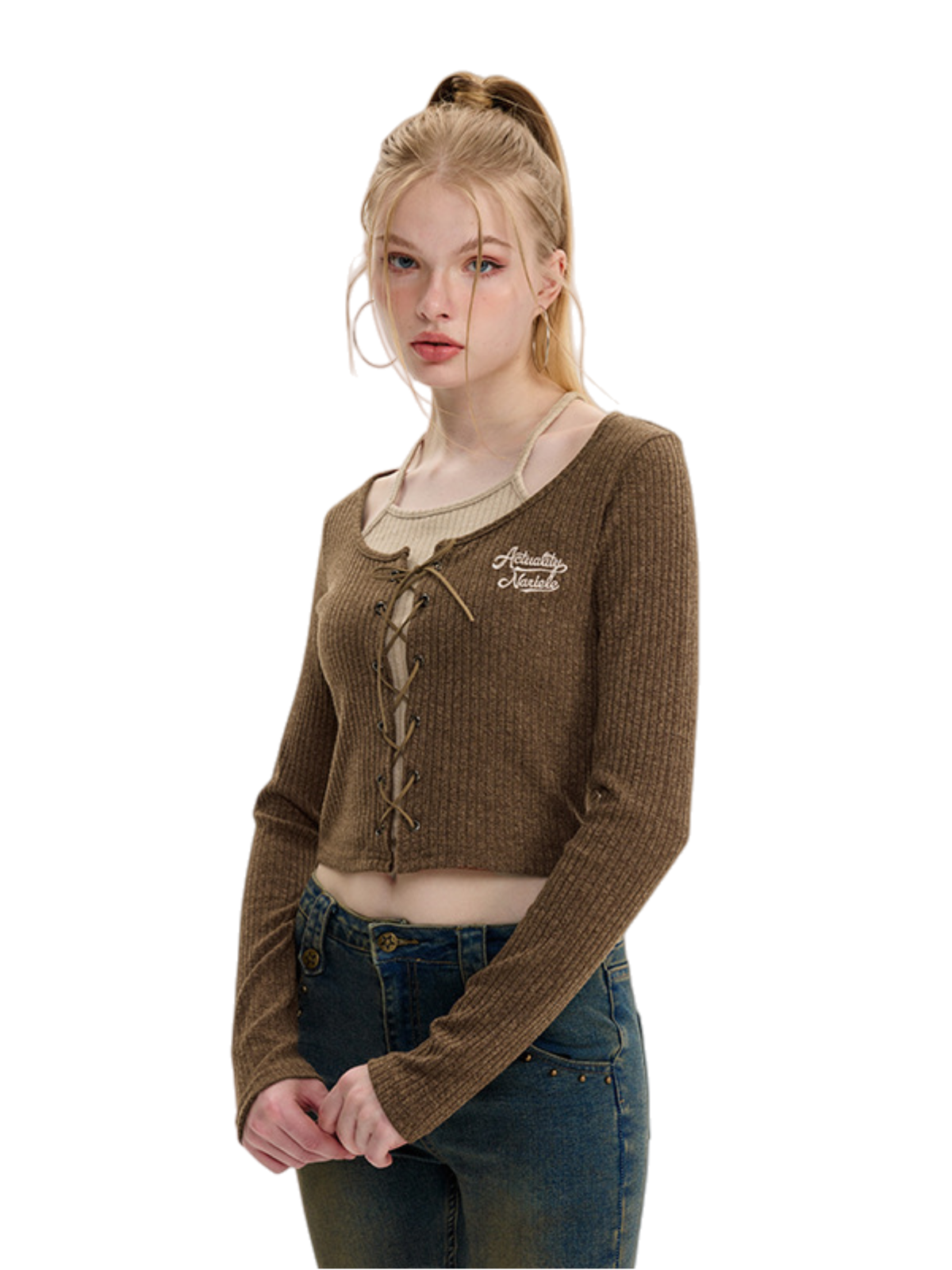 Haaura Arithmetic Muscle Embroidered Crop Sweater