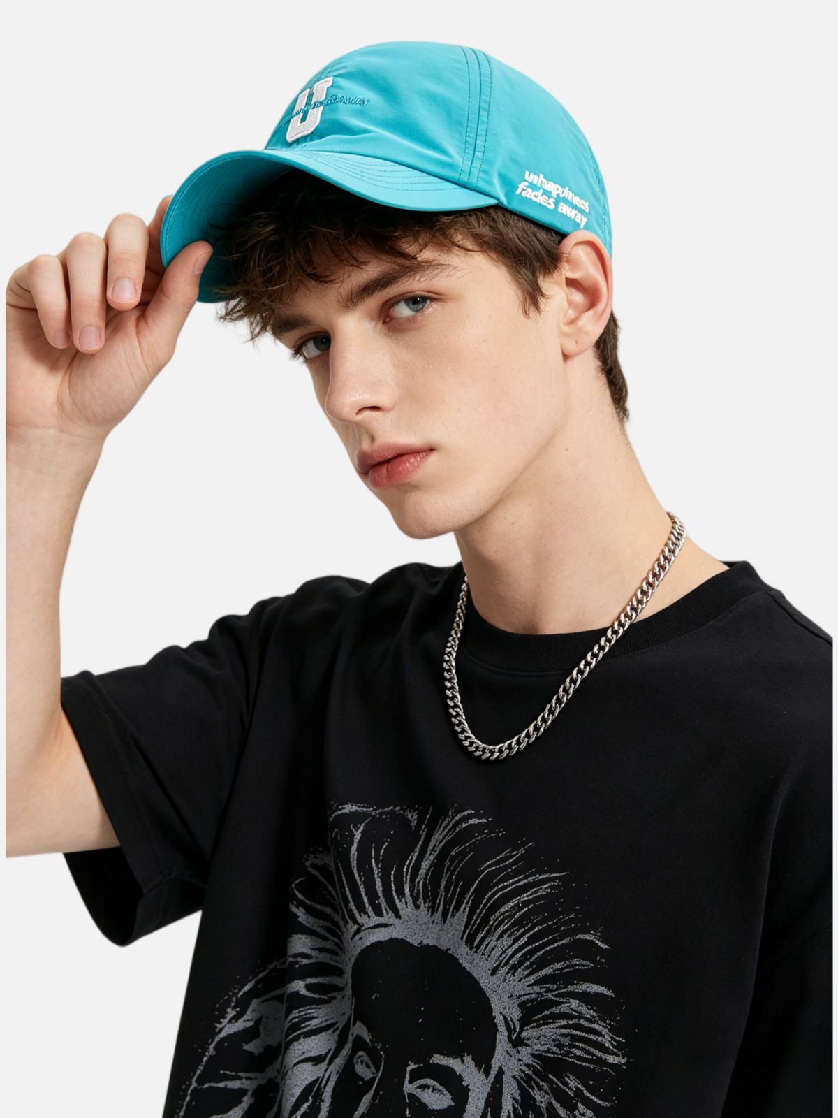 "Unhappiness Fades Away" Embroidered Cap