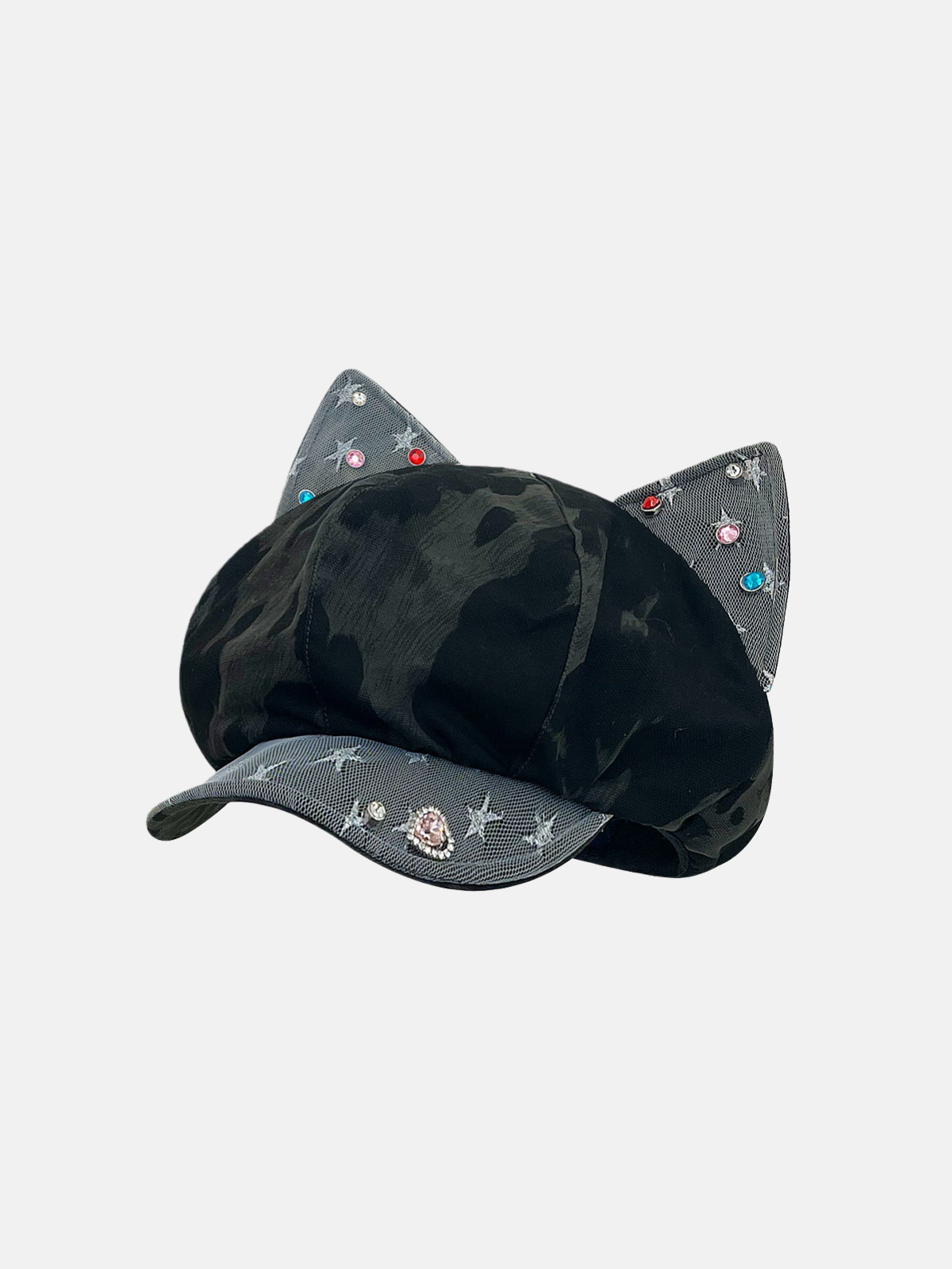 Cow Print Cat-Ear Beaded Hat