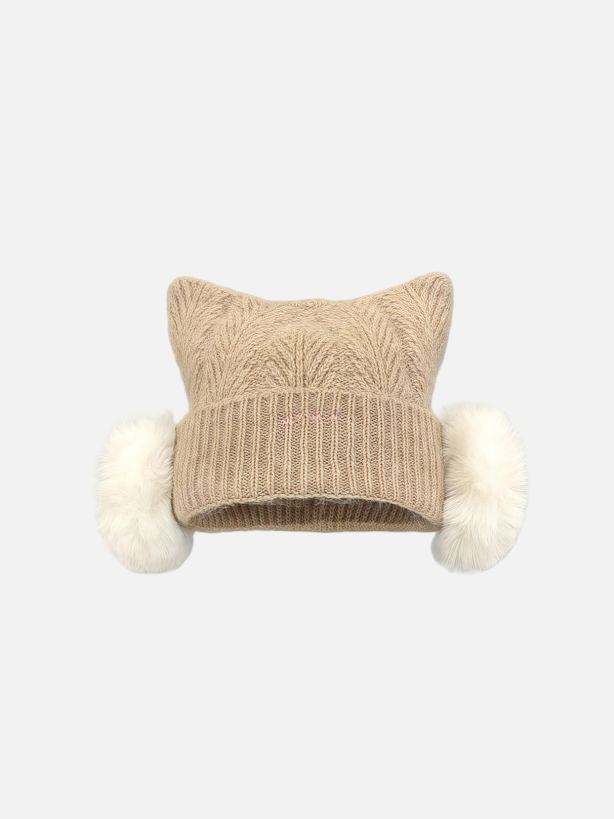 Fluffy Cat Ear Pom Beanie