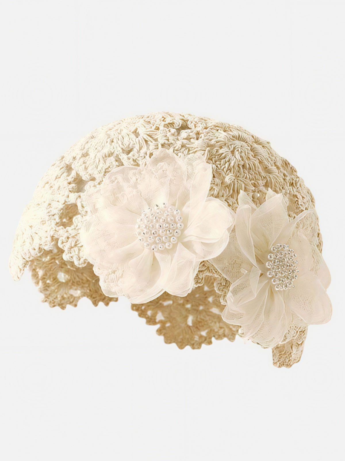 Haaura Crochet Pearl Floral Appliqué Headwrap