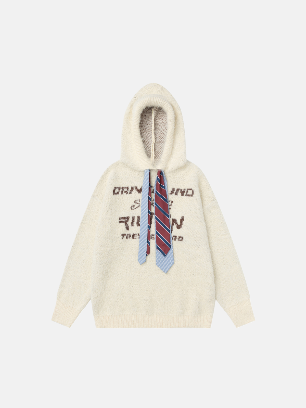 Haaura Tie Accent Cable Knit Hoodie