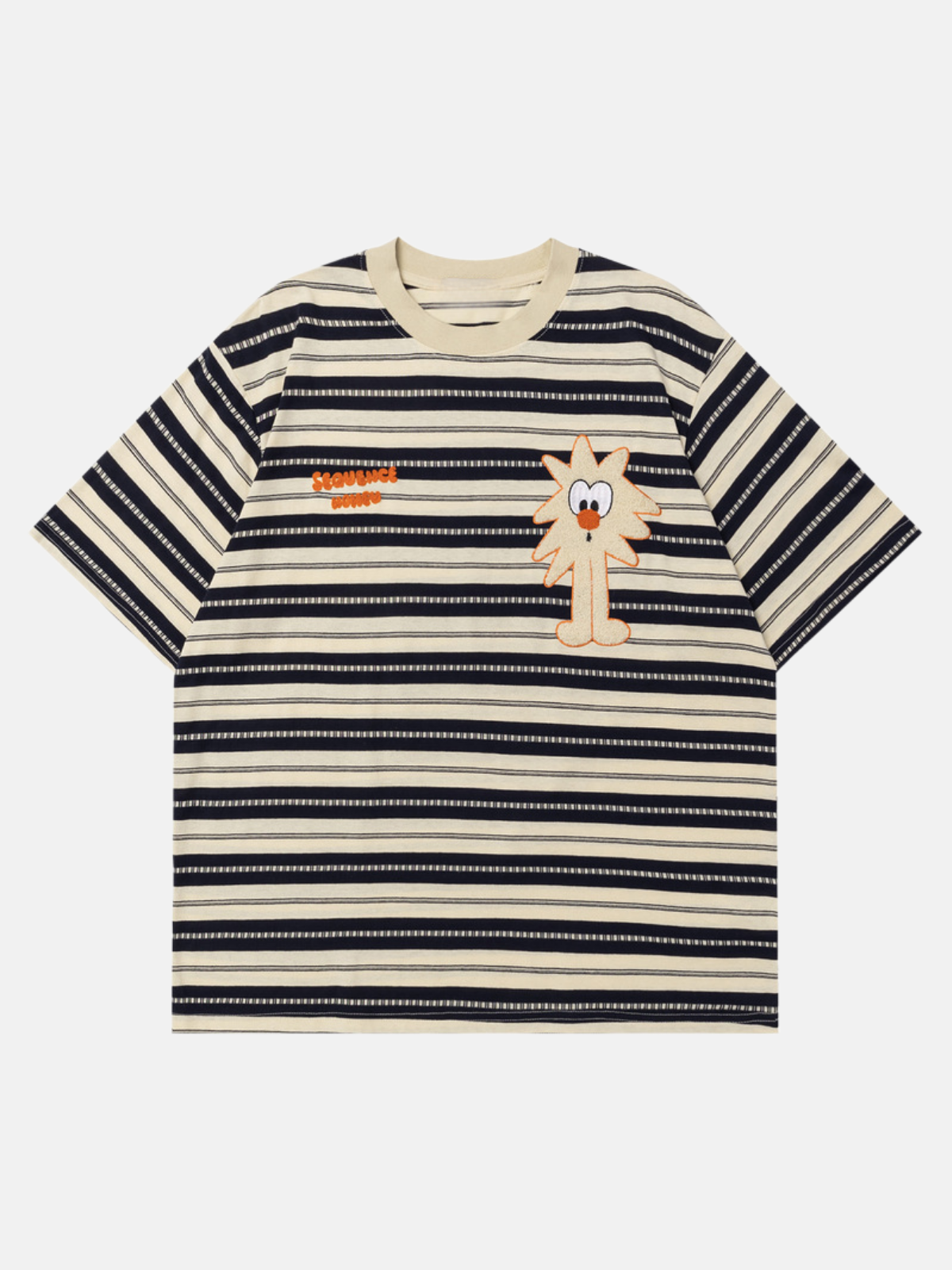 Haaura Casual Cartoon Graphic Striped Tee