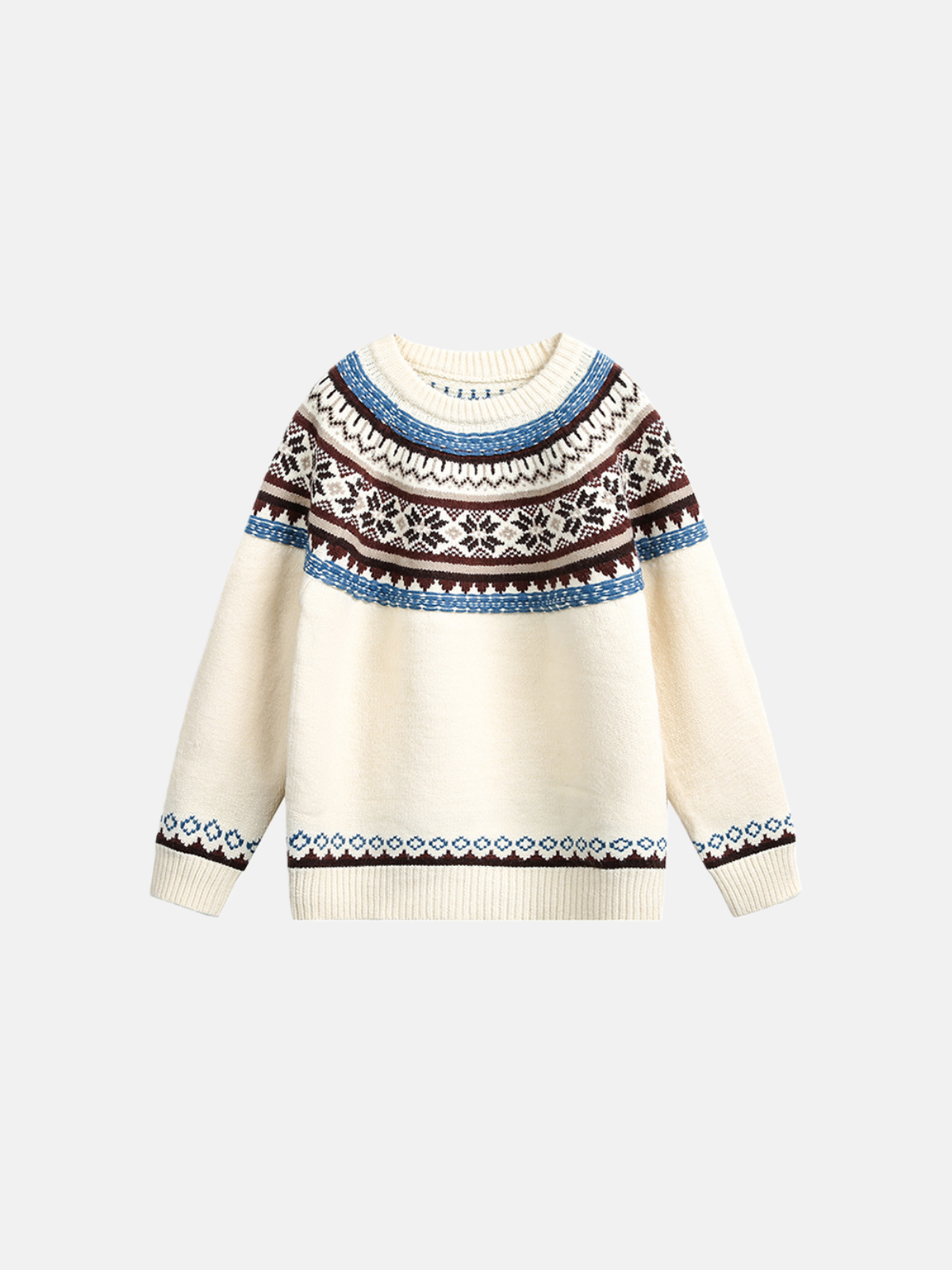 Haaura Nordic Fair Isle Crewneck Sweater