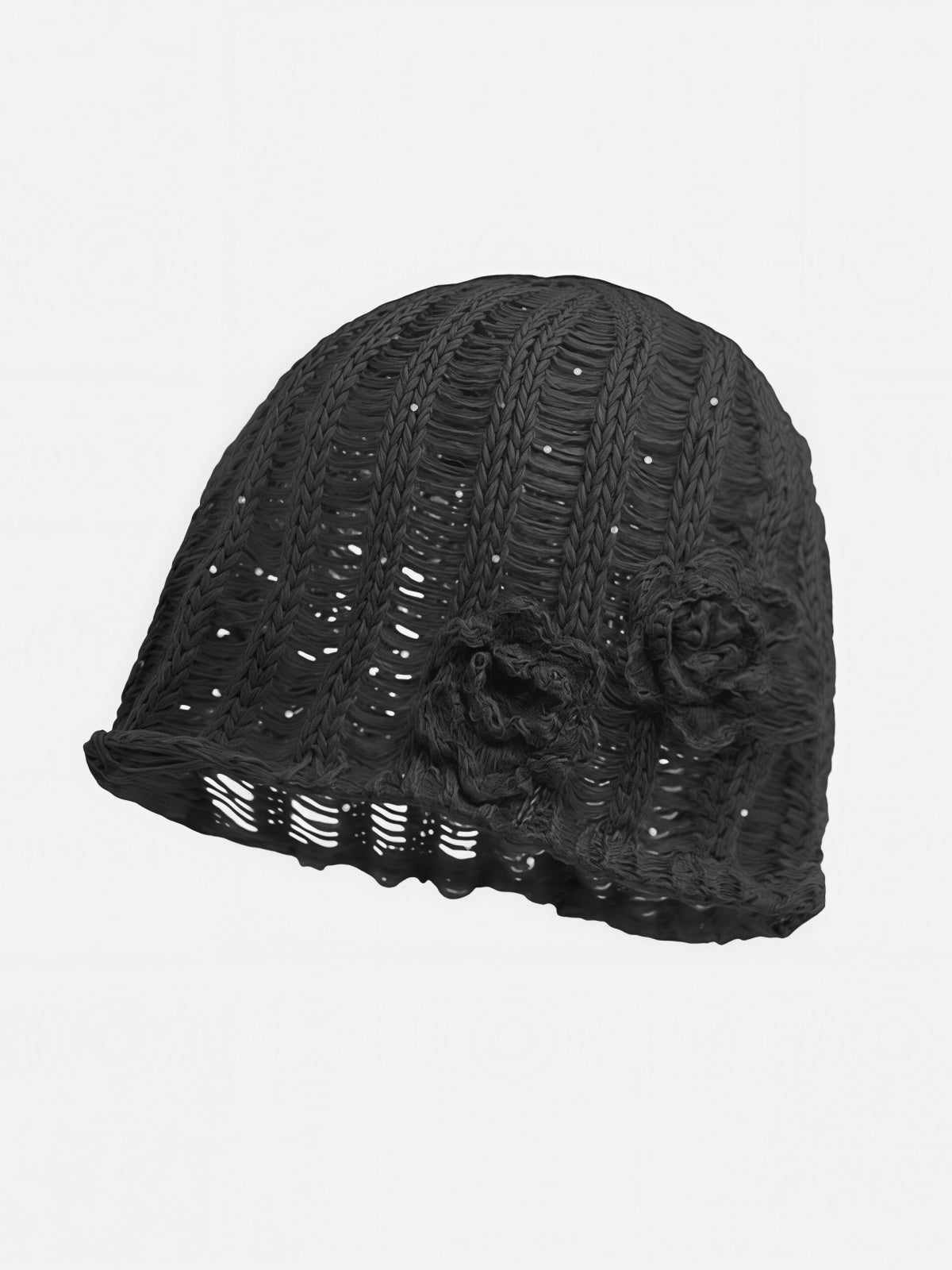 Crochet Floral Appliqué Slouchy Beanie