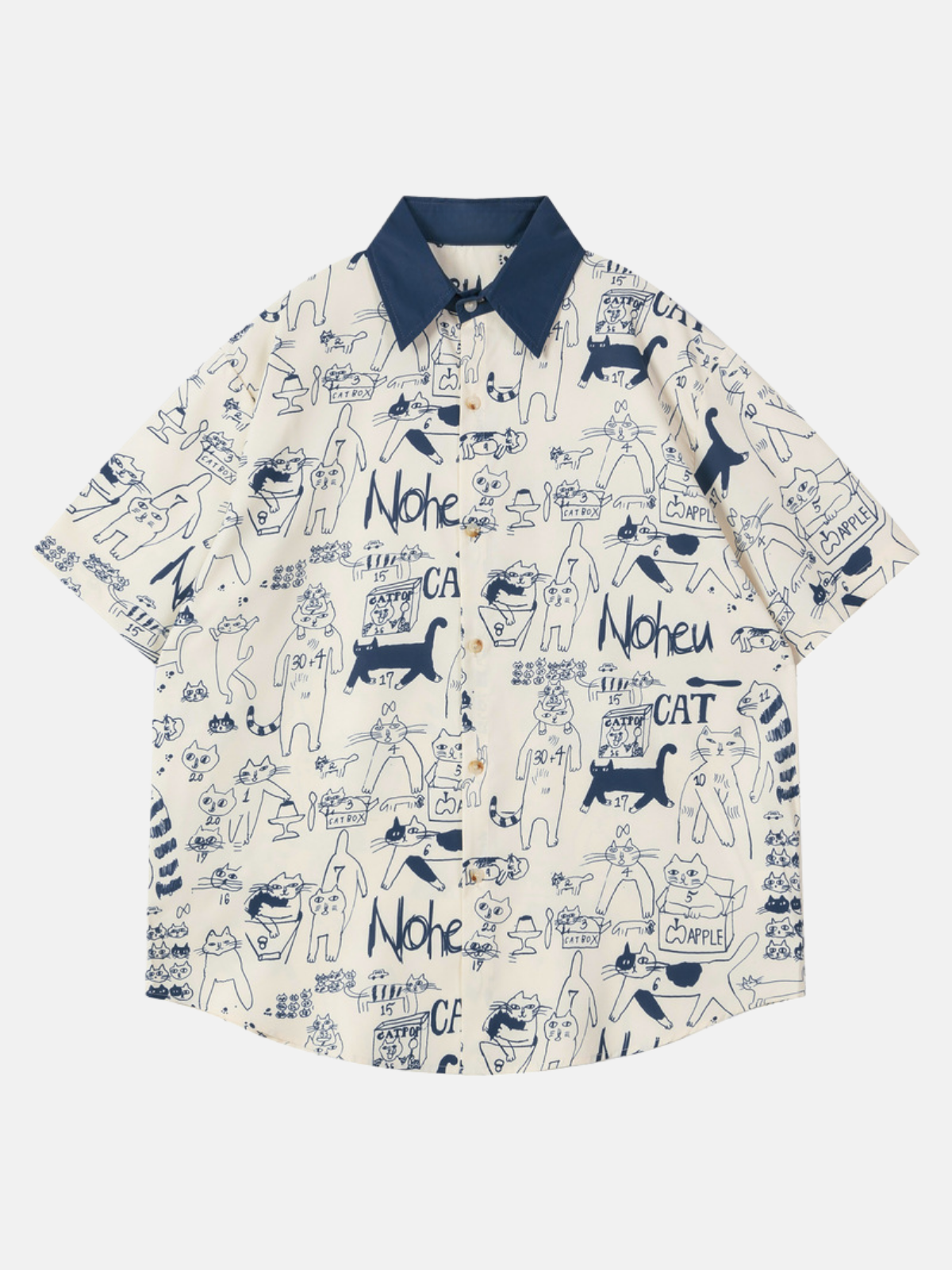 Haaura Playful Cat Print Short-Sleeve Shirt