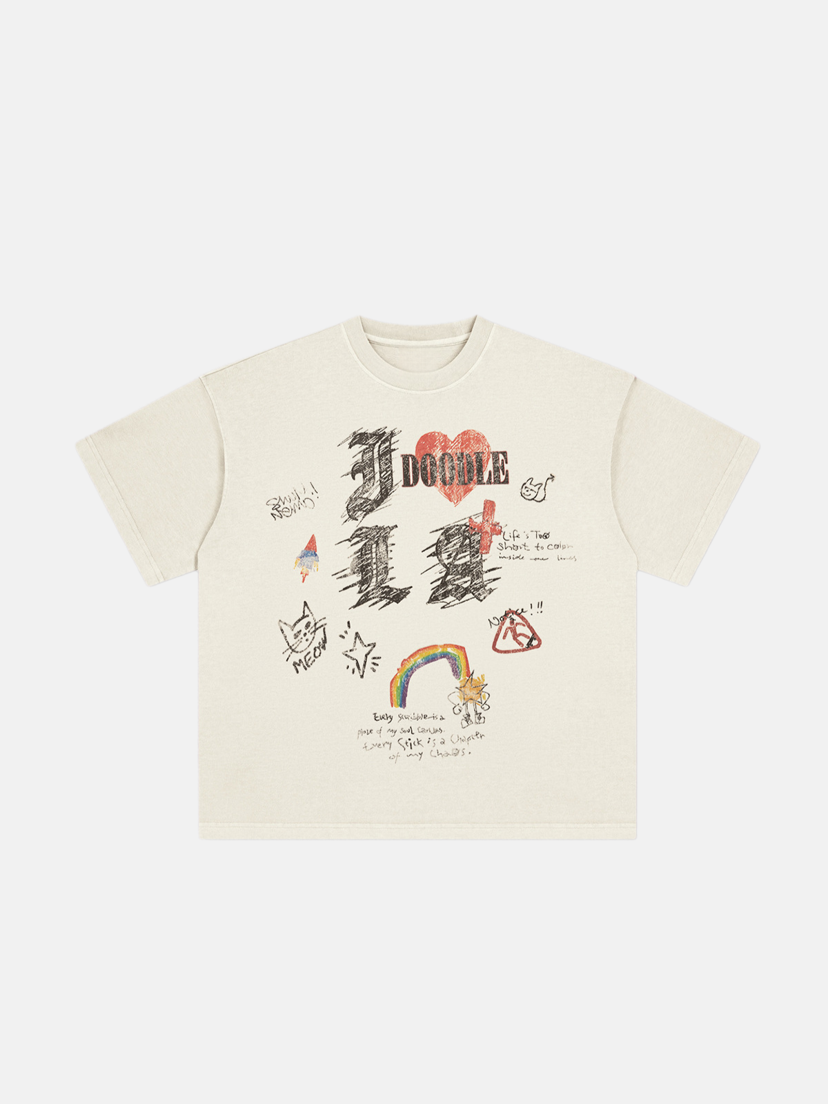 Haaura I DOODLE Love Distressed Graphic Tee