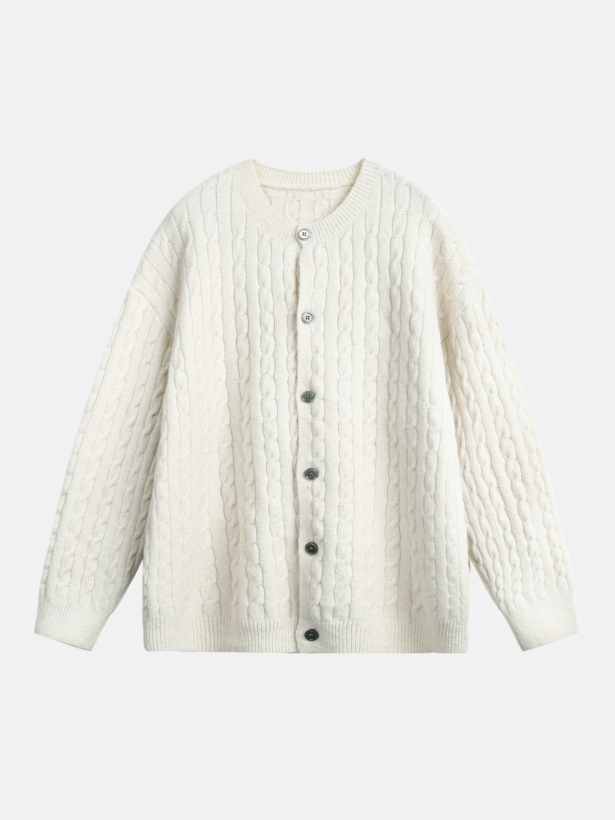 Haaura Cable Knit Button-Front Cardigan
