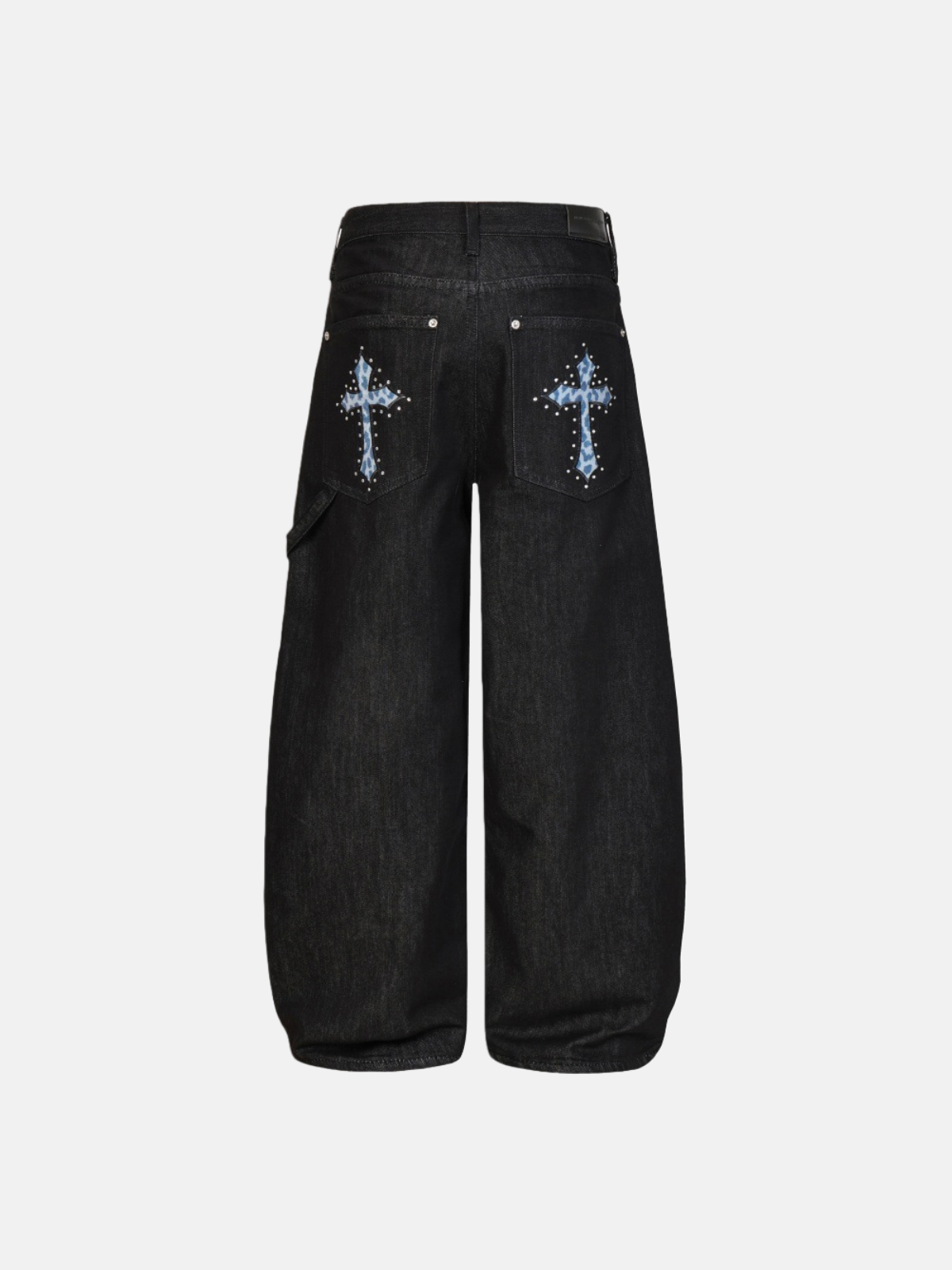 Haaura Cross-Embroidered Wide-Leg Jeans