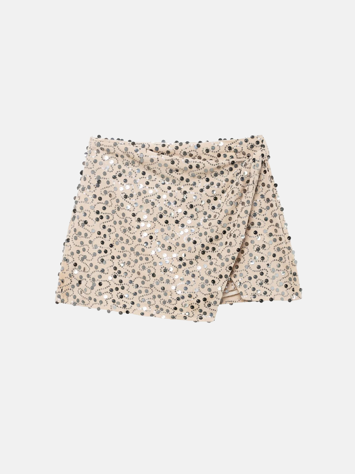 Haaura Asymmetric Sequin Knot Waist Mini Skirt