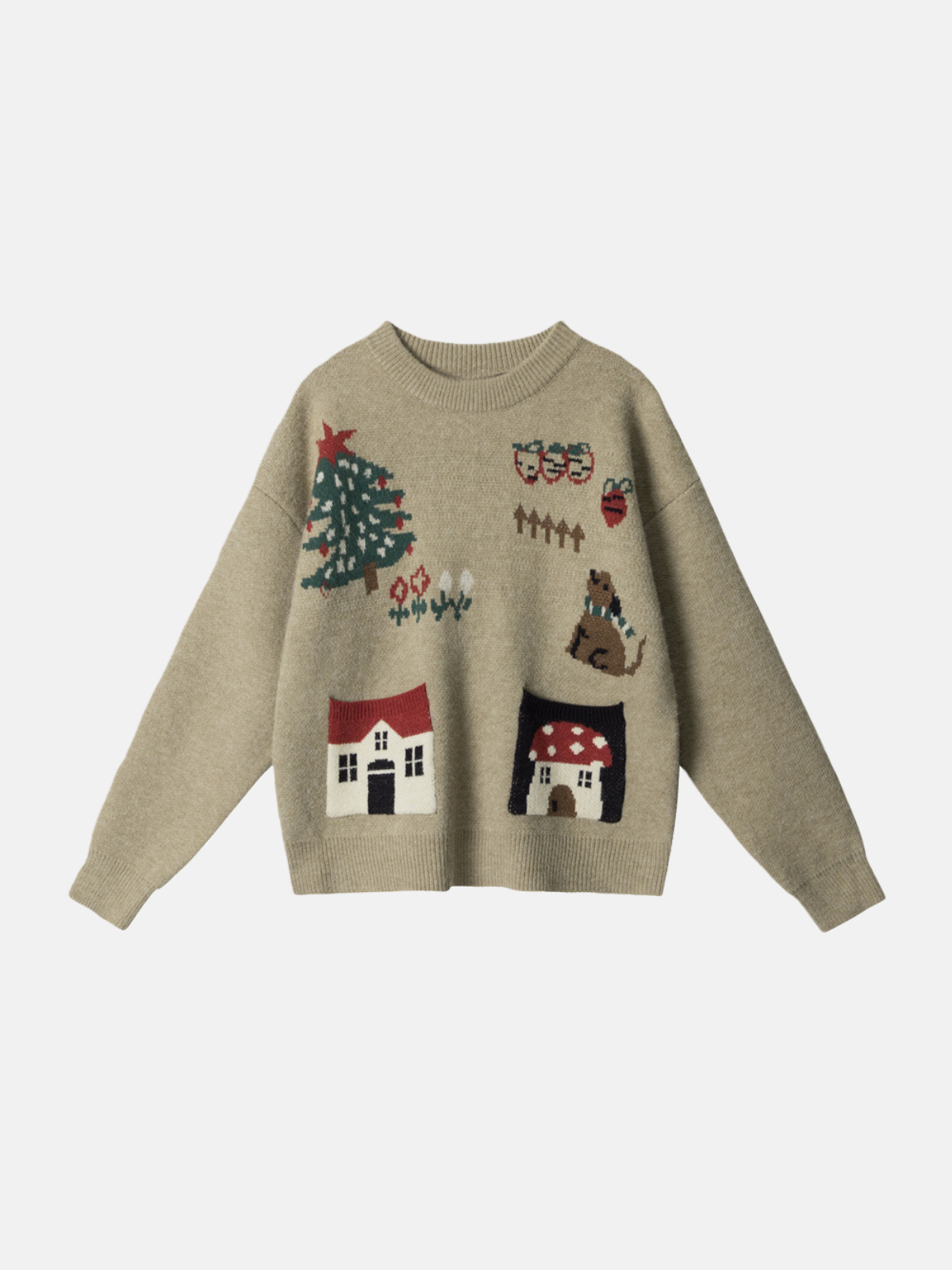 Haaura Fairytale Village Embroidered Crewneck Sweater