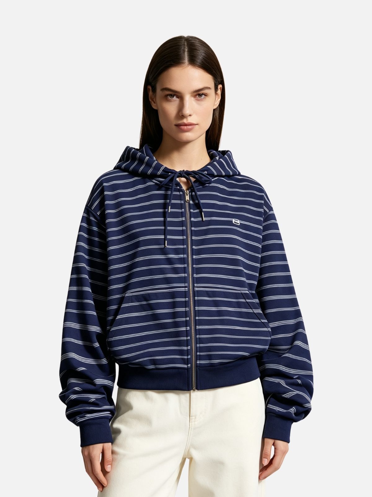 Haaura Stripe Zip Up Hoodie