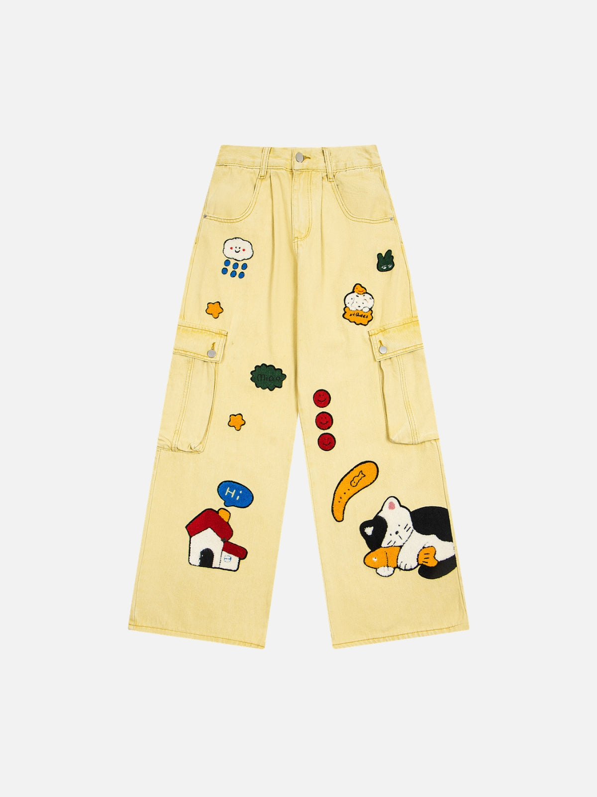 Haaura Cartoon Patch Cargo Baggy Jeans