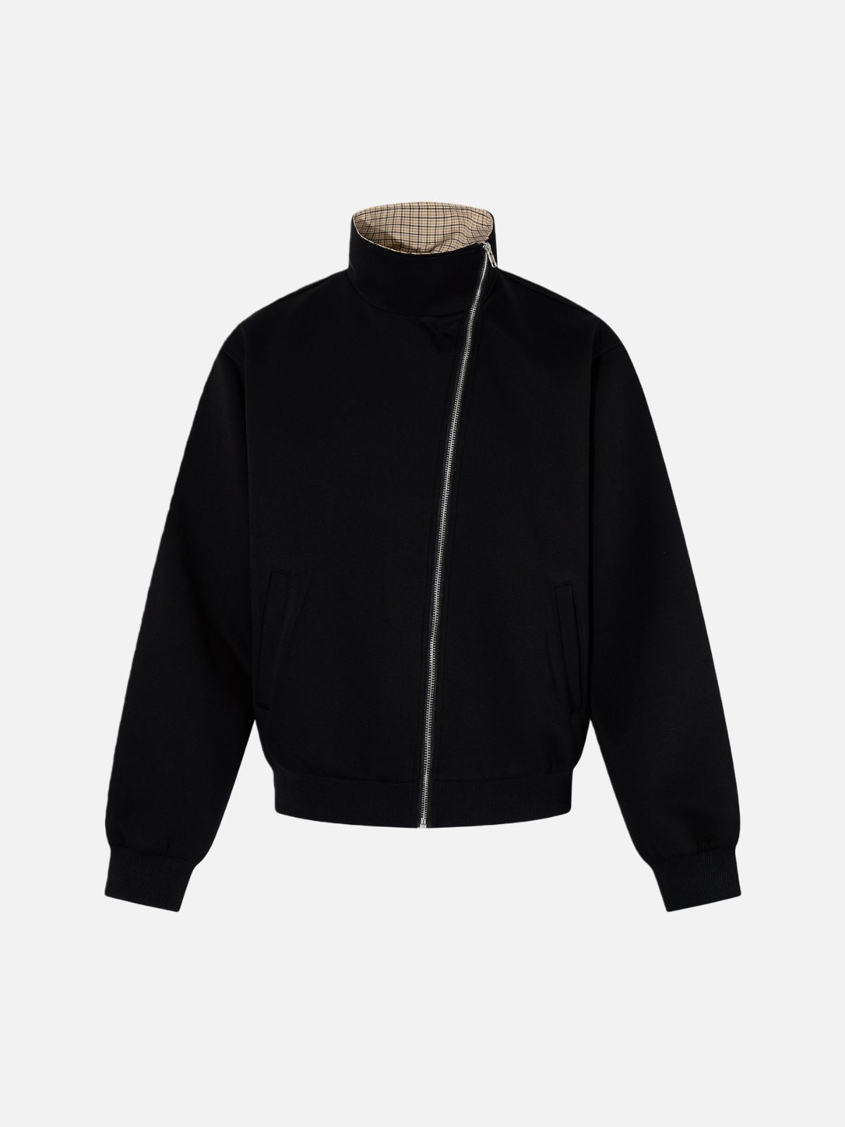 Haaura Plaid Lined Zip Up Jacket