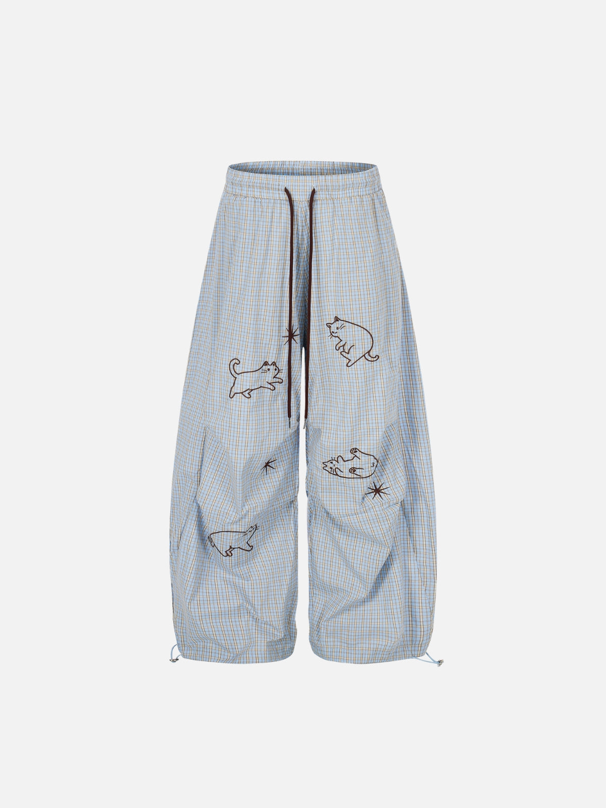 Haaura Embroidery Cat Baggy Barrel Sweatpants