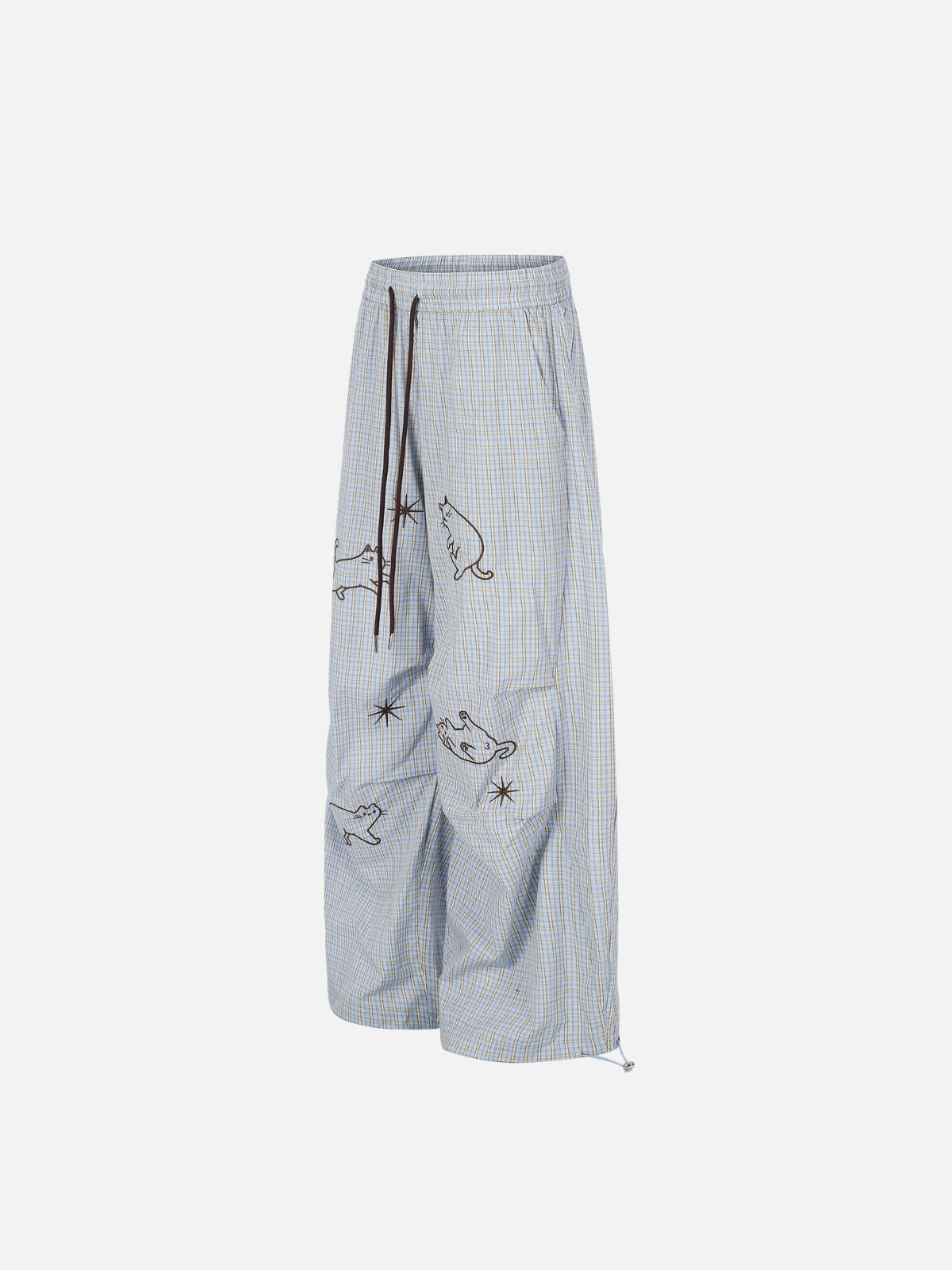 Haaura Embroidery Cat Baggy Barrel Sweatpants