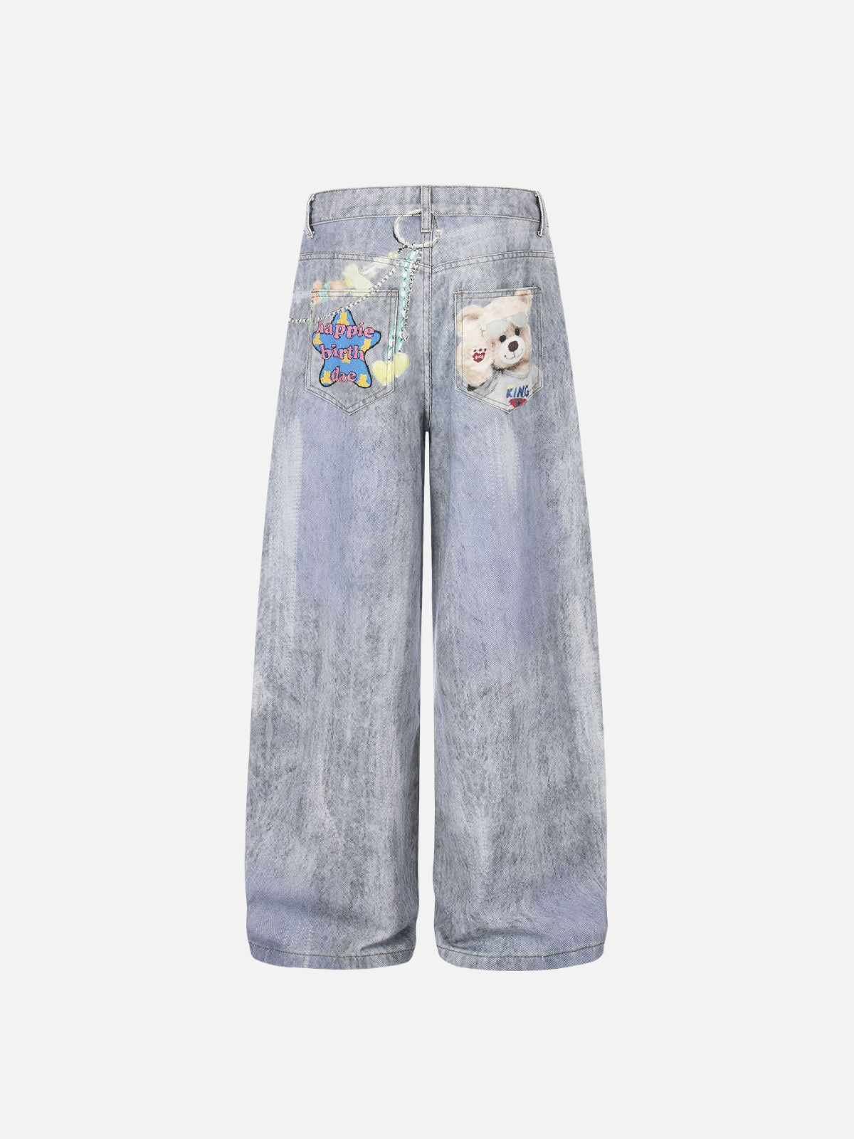 Haaura Bear Print Star Charm Flare Jeans