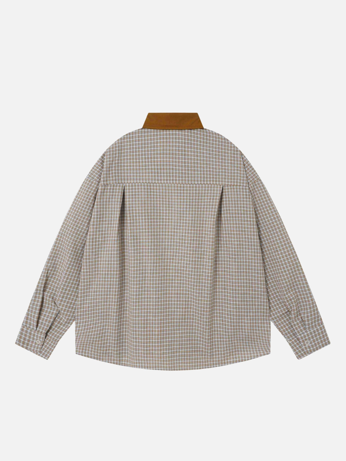 Haaura Cat Applique Plaid Contrast Collar Shirt