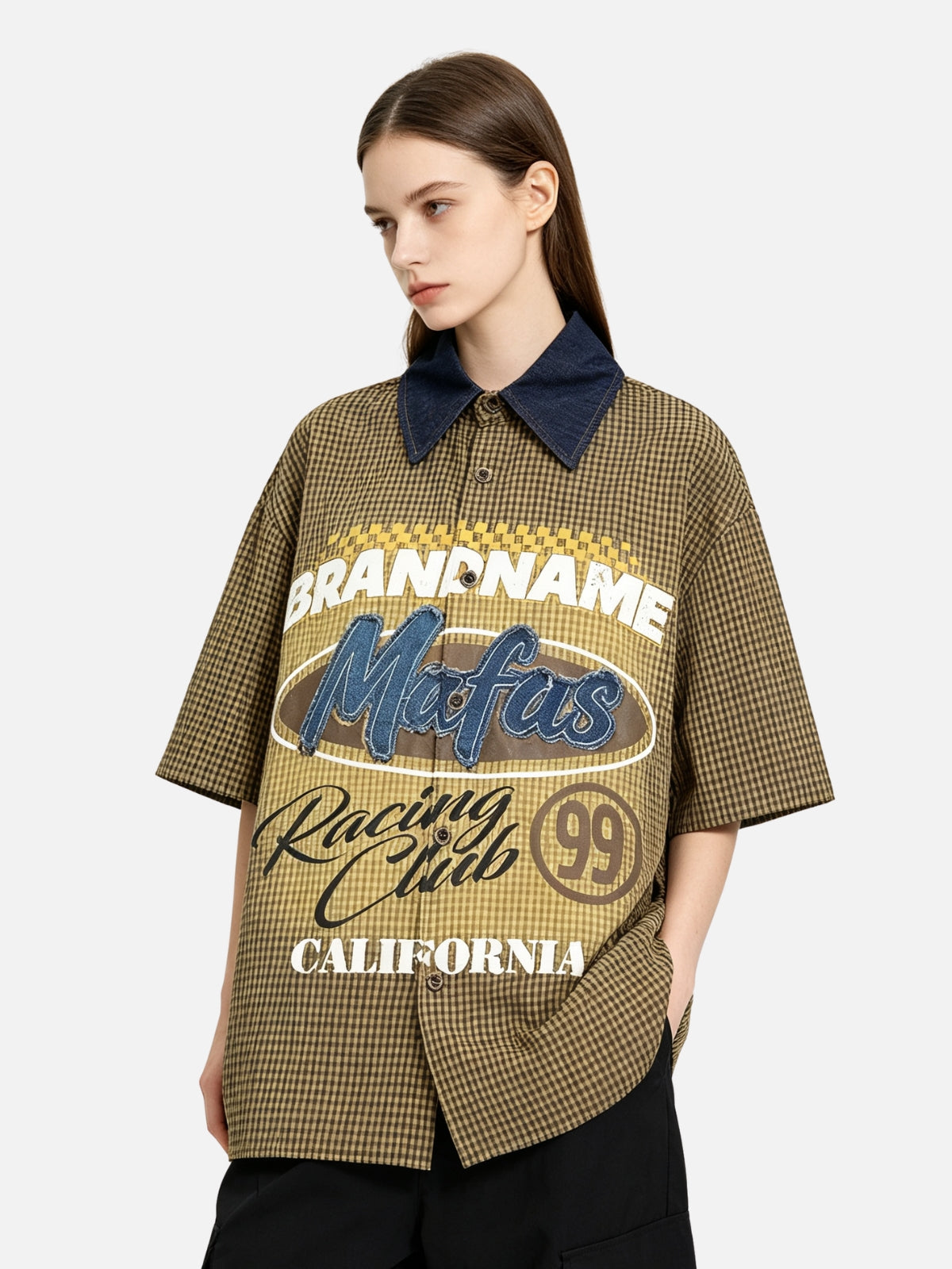 Haaura Racing Graphic Contrast Collar Shirt