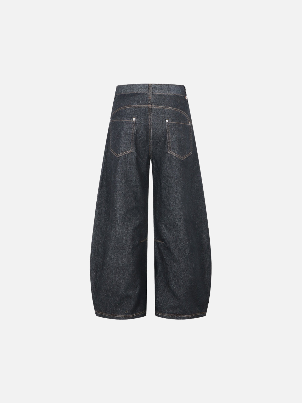 Haaura Contrast Stitch Buckle Baggy Barrel Jeans