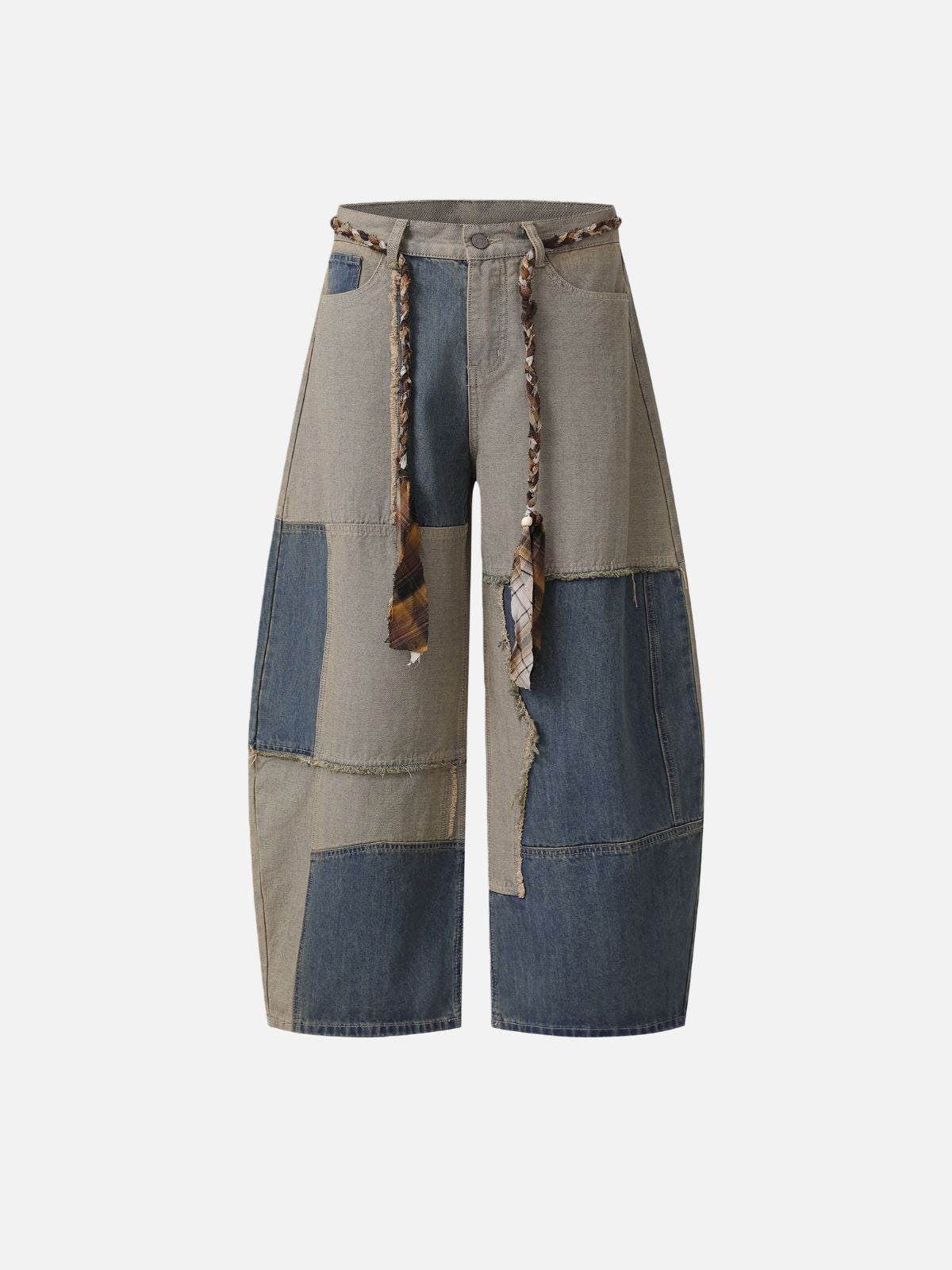 Haaura Patchwork Drawcord Cuff Super Baggy Jeans