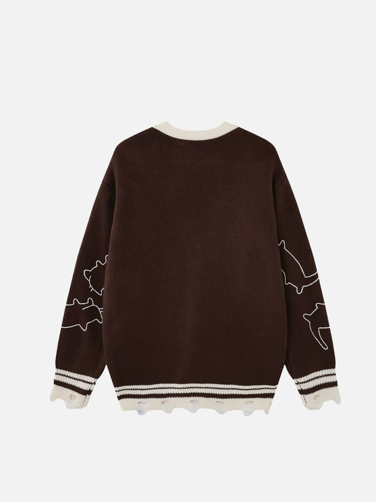 Haaura Distressed Line Art Cat Cardigan
