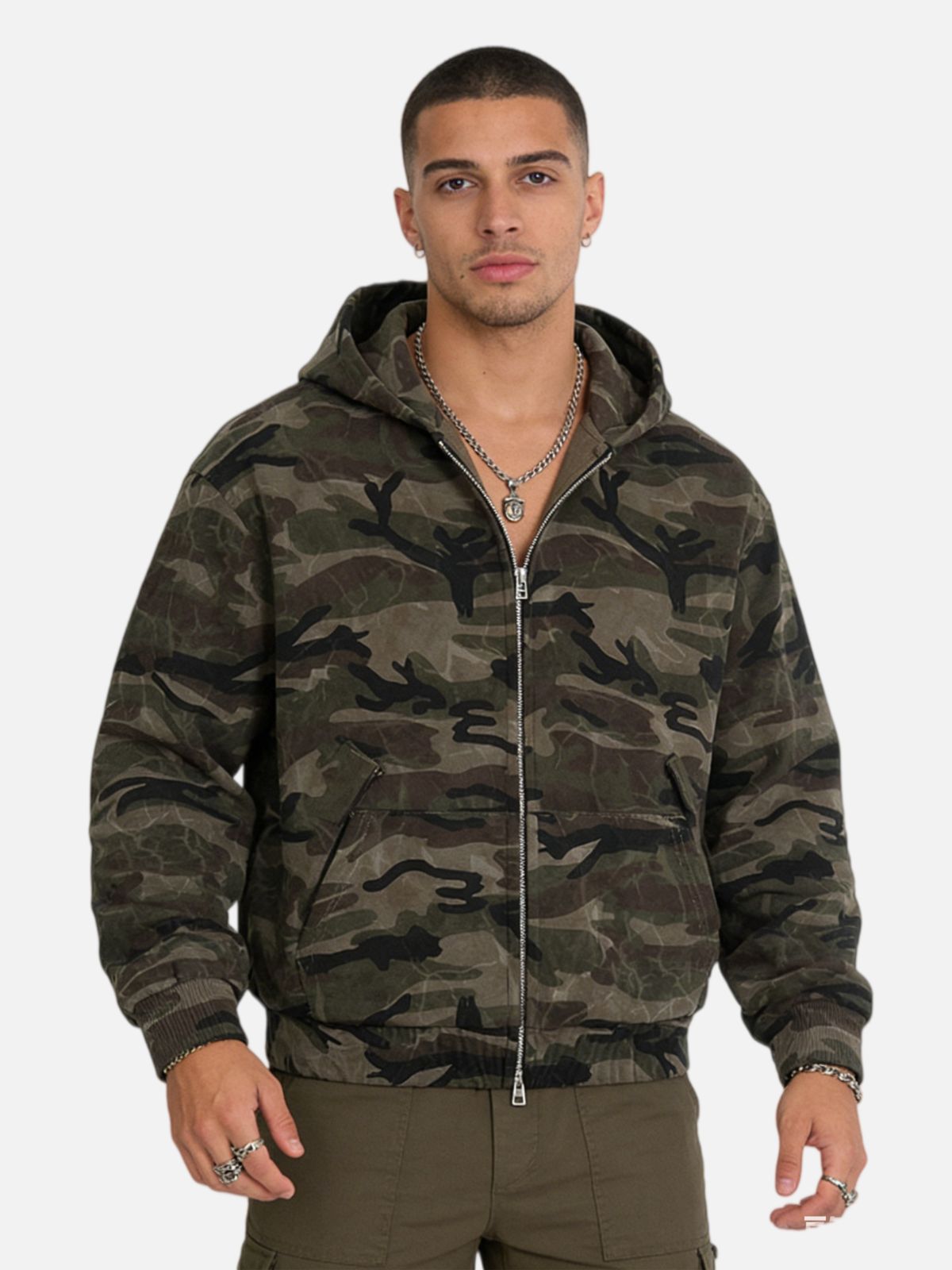 Haaura Boxy CAMO Zip Up Hoodie