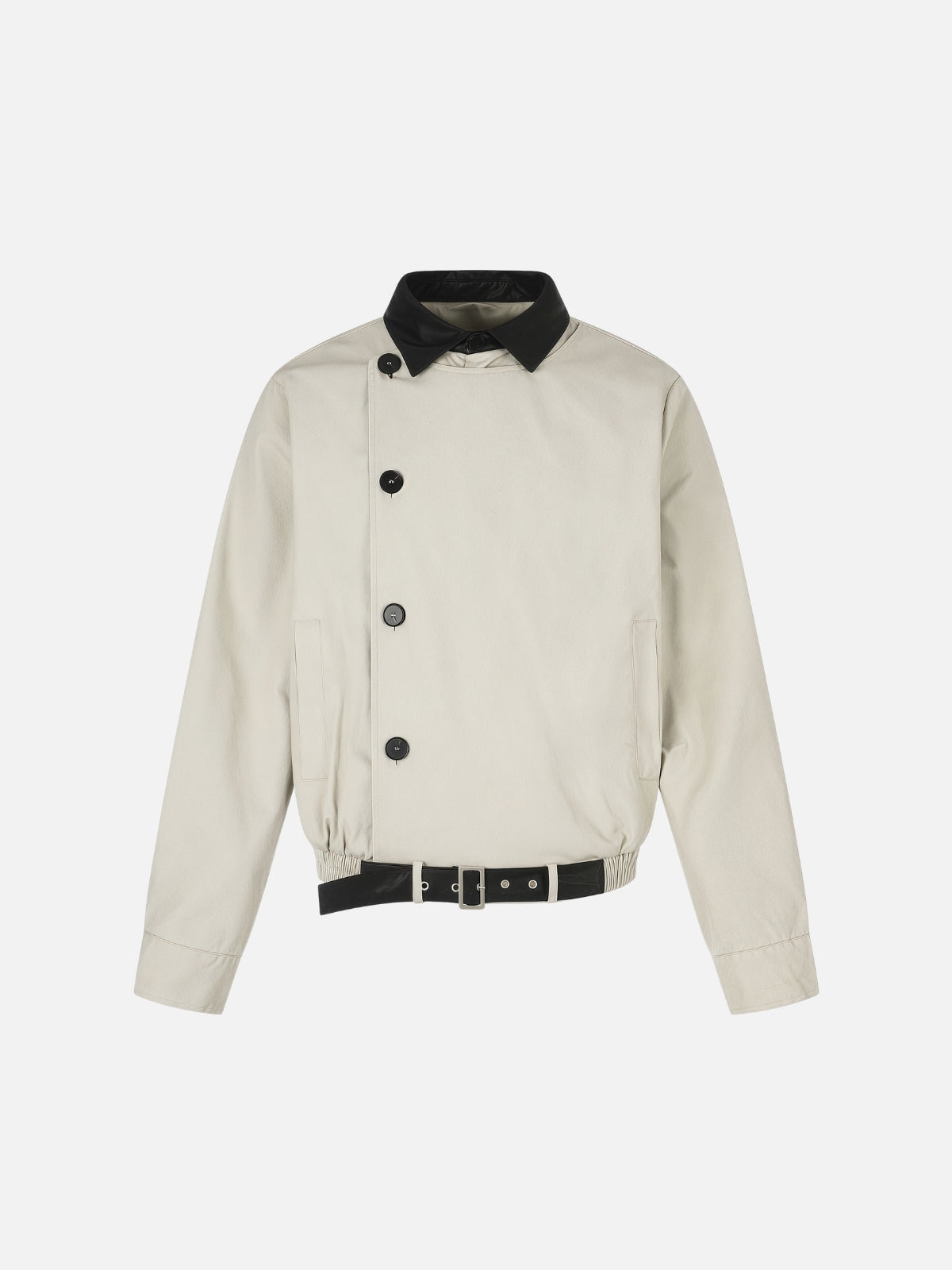 Haaura Contrast Collar Belted Jacket