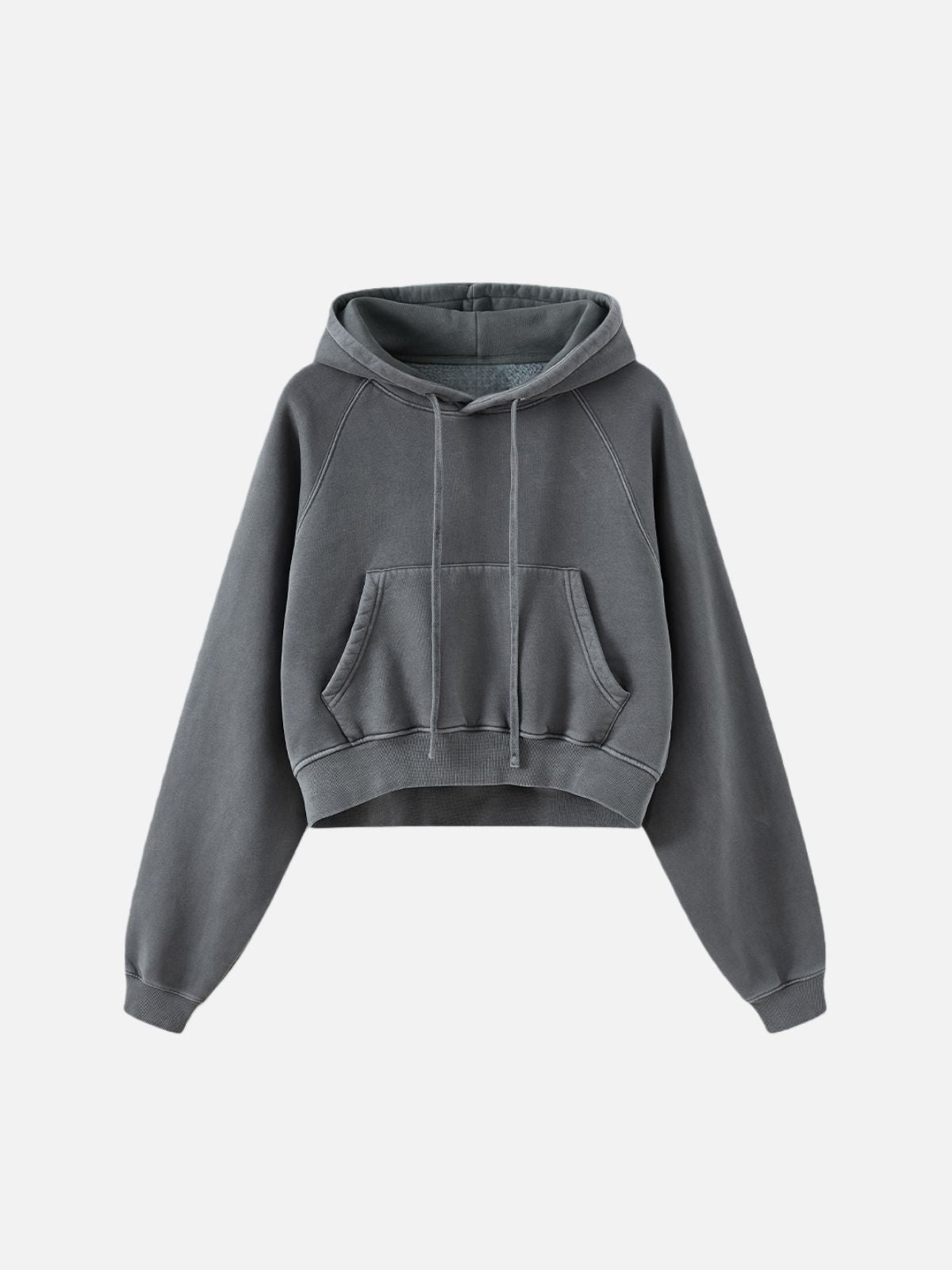 Haaura Cropped Raglan Sleeve Washed Pullover Hoodie