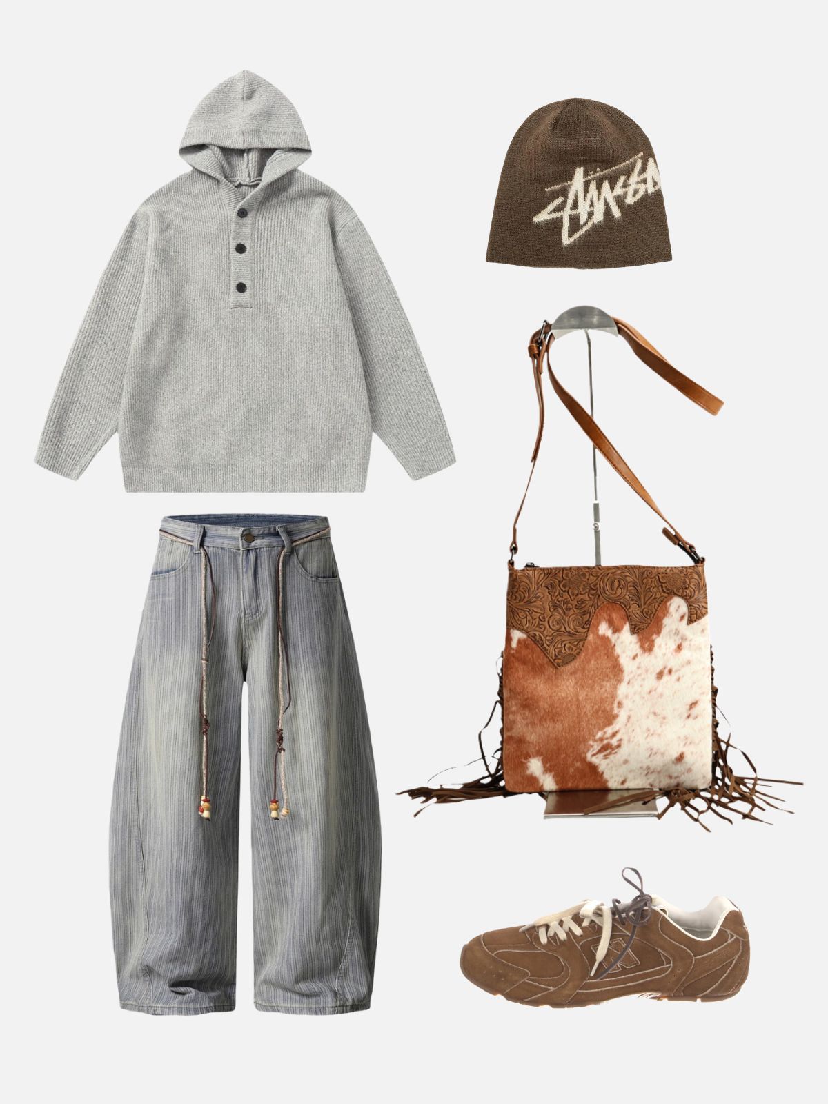 Bohemian Fringe Shearling Crossbody Bag