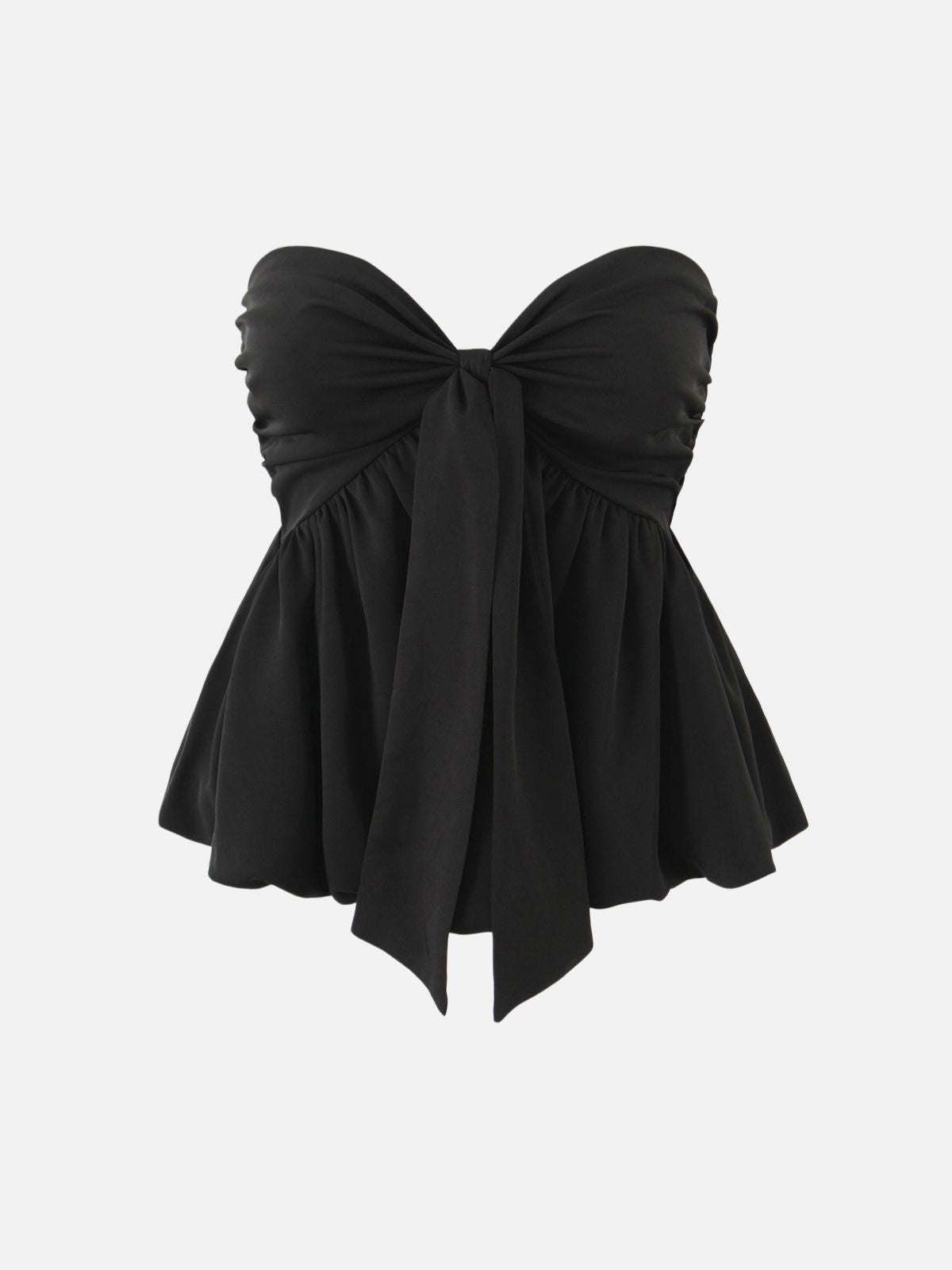 Haaura Bow Tie Front Ruffle Hem Corset Top