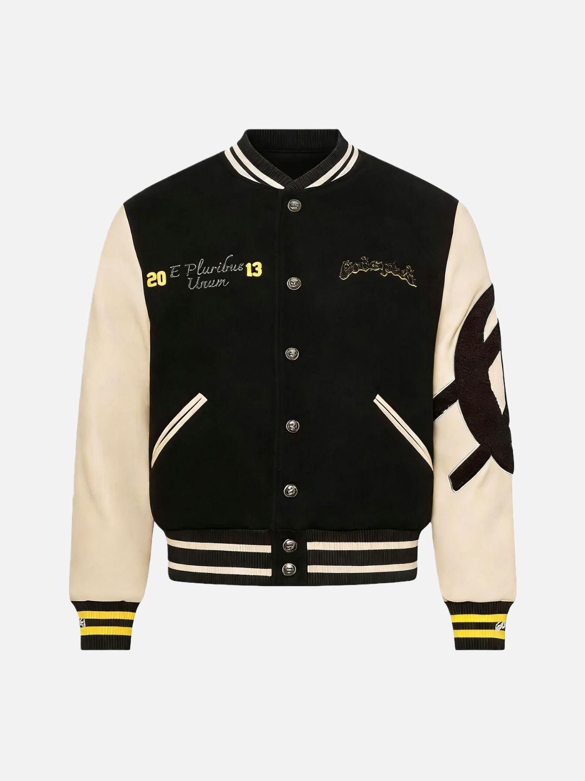 Haaura Patchwork Stripe Baseball Jacket