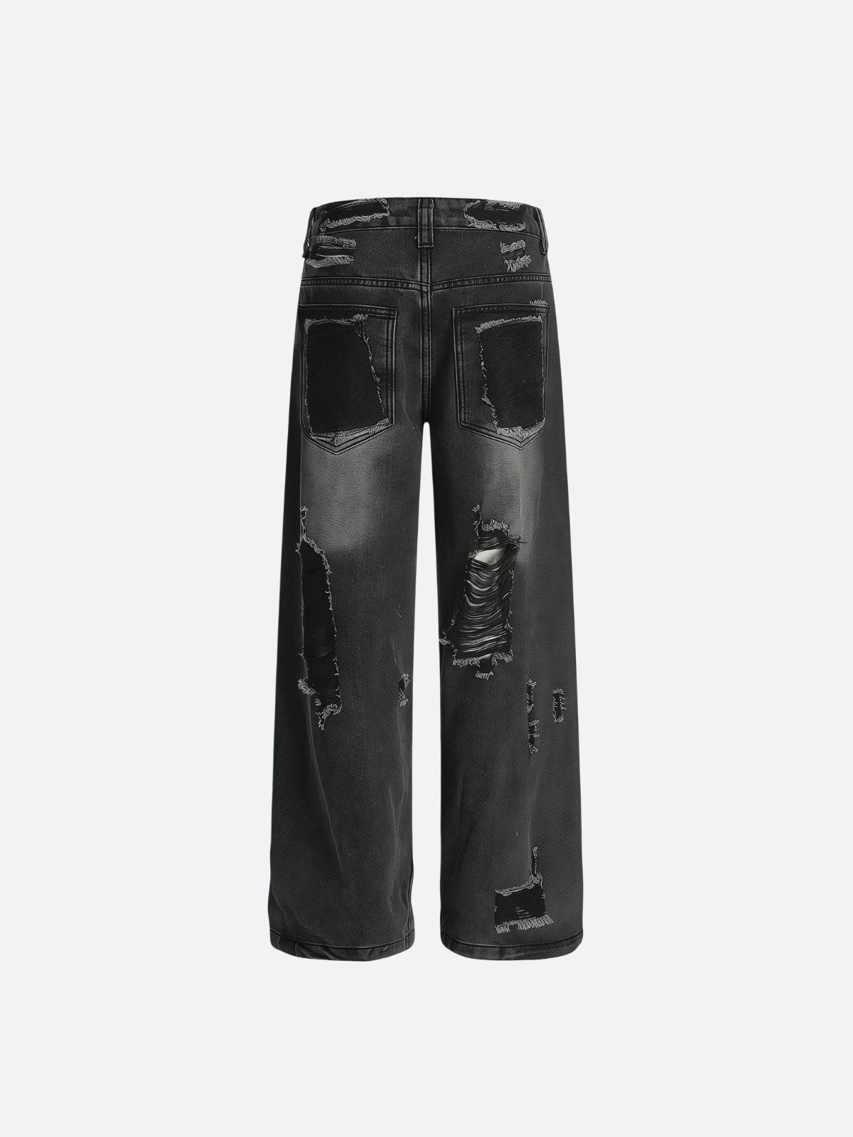 Haaura Wash Destructed Whiskering Baggy Jeans