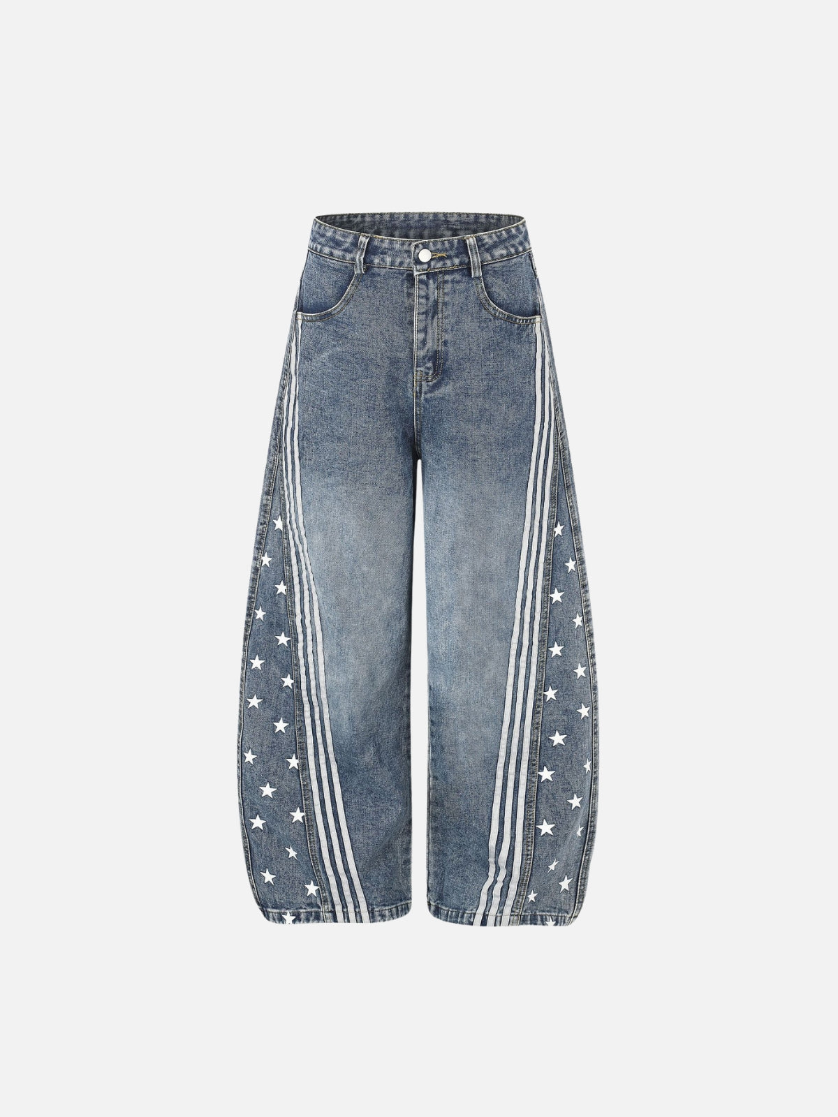Haaura Side Stripe Star Baggy Barrel Jeans