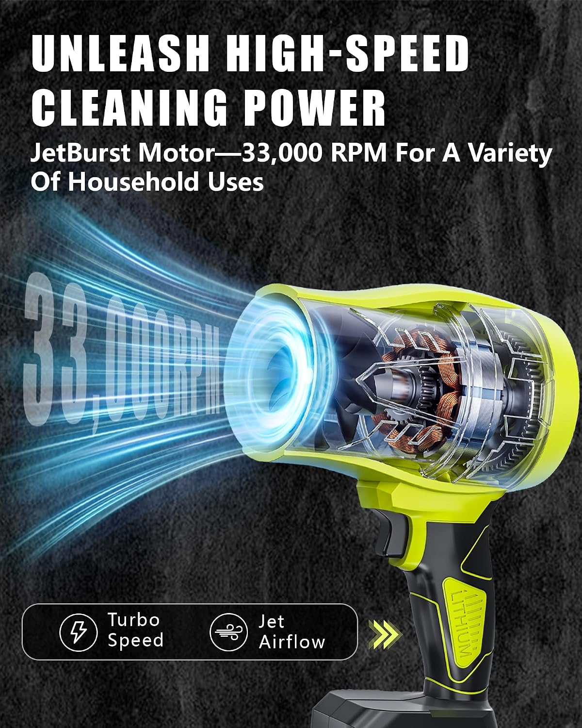 Cordless Turbo Jet Blower – 600 CFM, 150 MPH Handheld Leaf Blower with 21V 4.0Ah Battery, Lightweight Blower for Yard, Car, Garage & Workshop