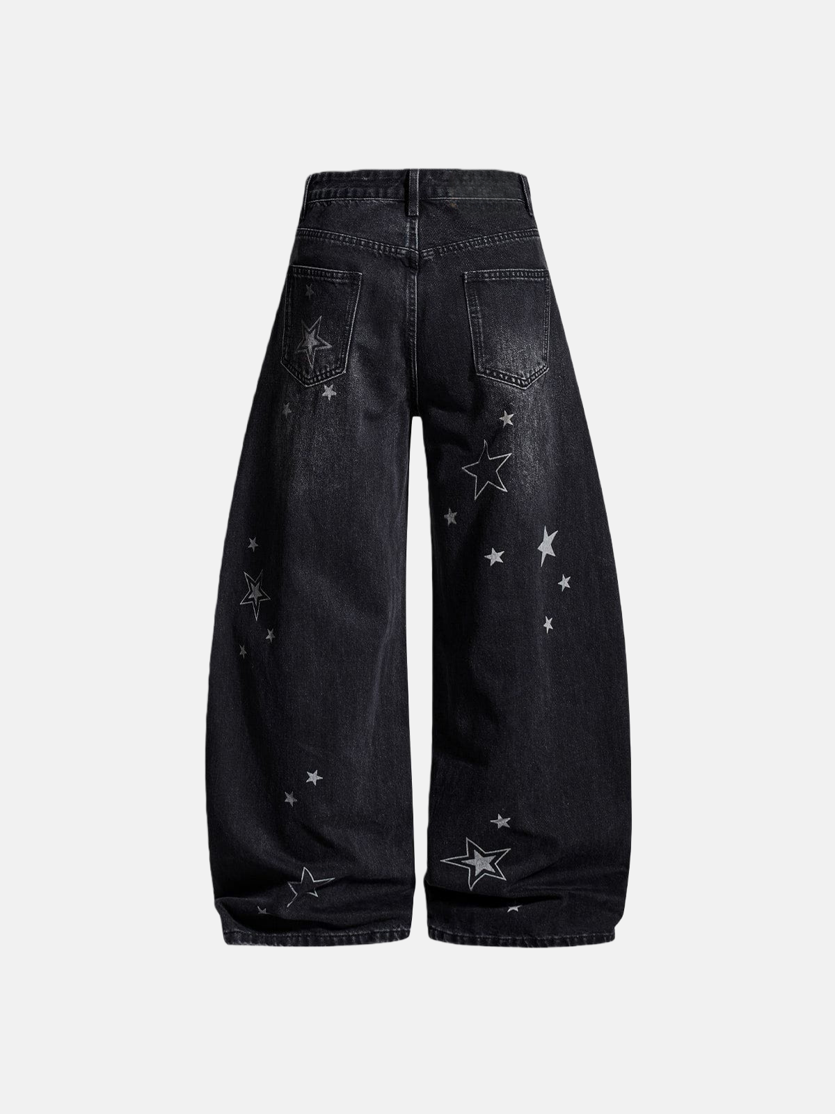 Haaura Washed Whiskering Star Barrel Jeans