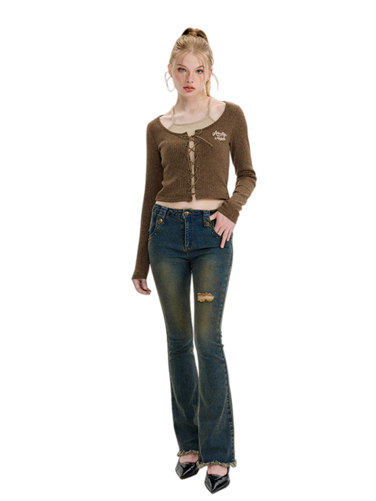 Haaura Arithmetic Muscle Embroidered Crop Sweater