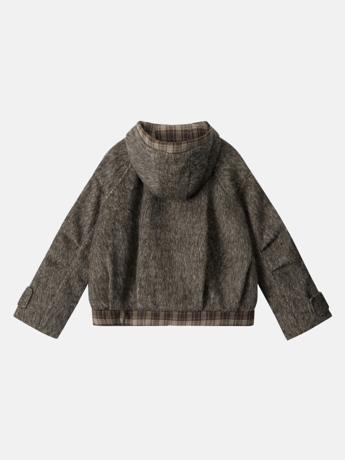 Haaura Plaid-Lined Tweed Cropped Jacket