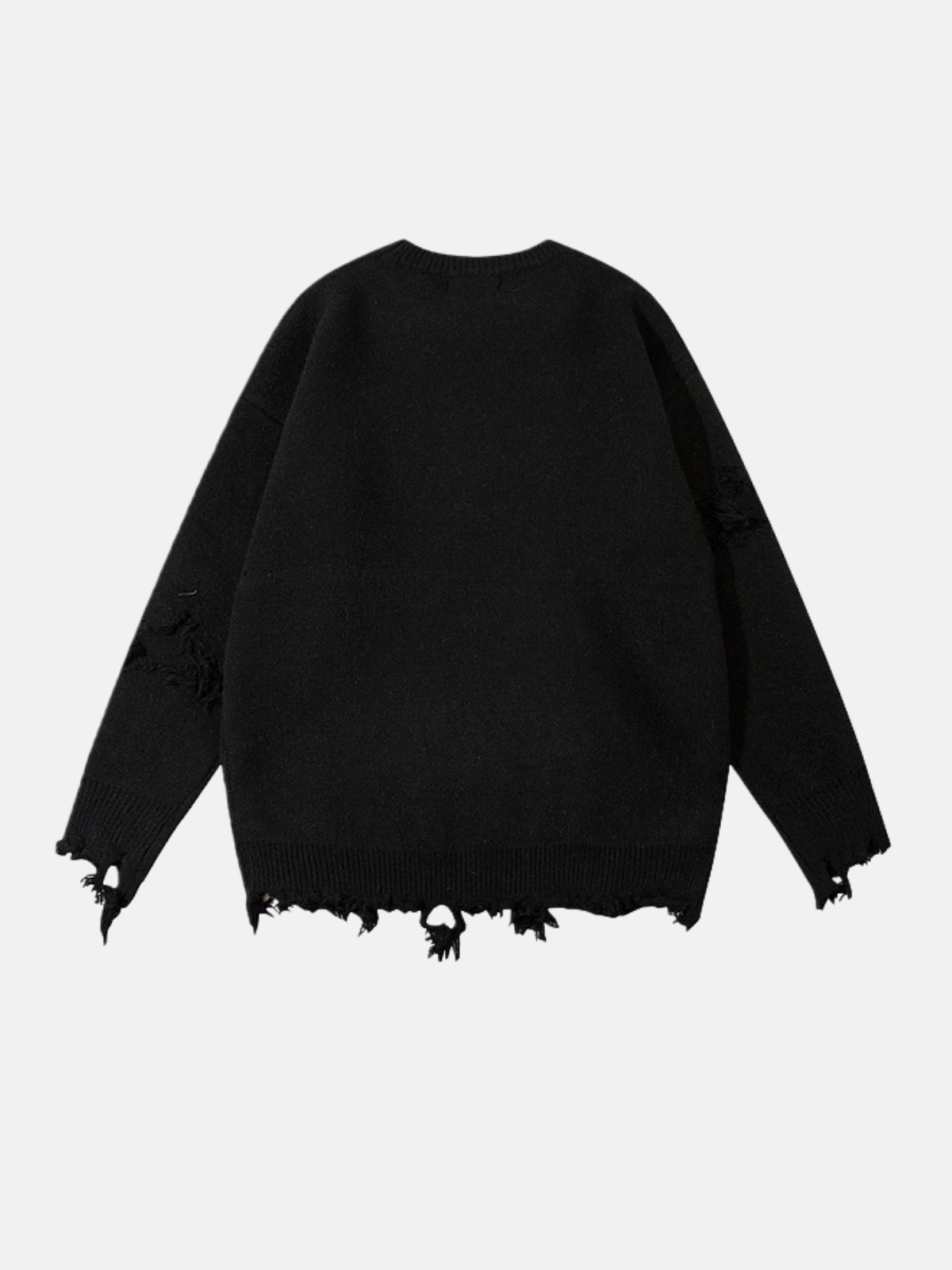 Haaura Destroyed Detail Black Knit Sweater