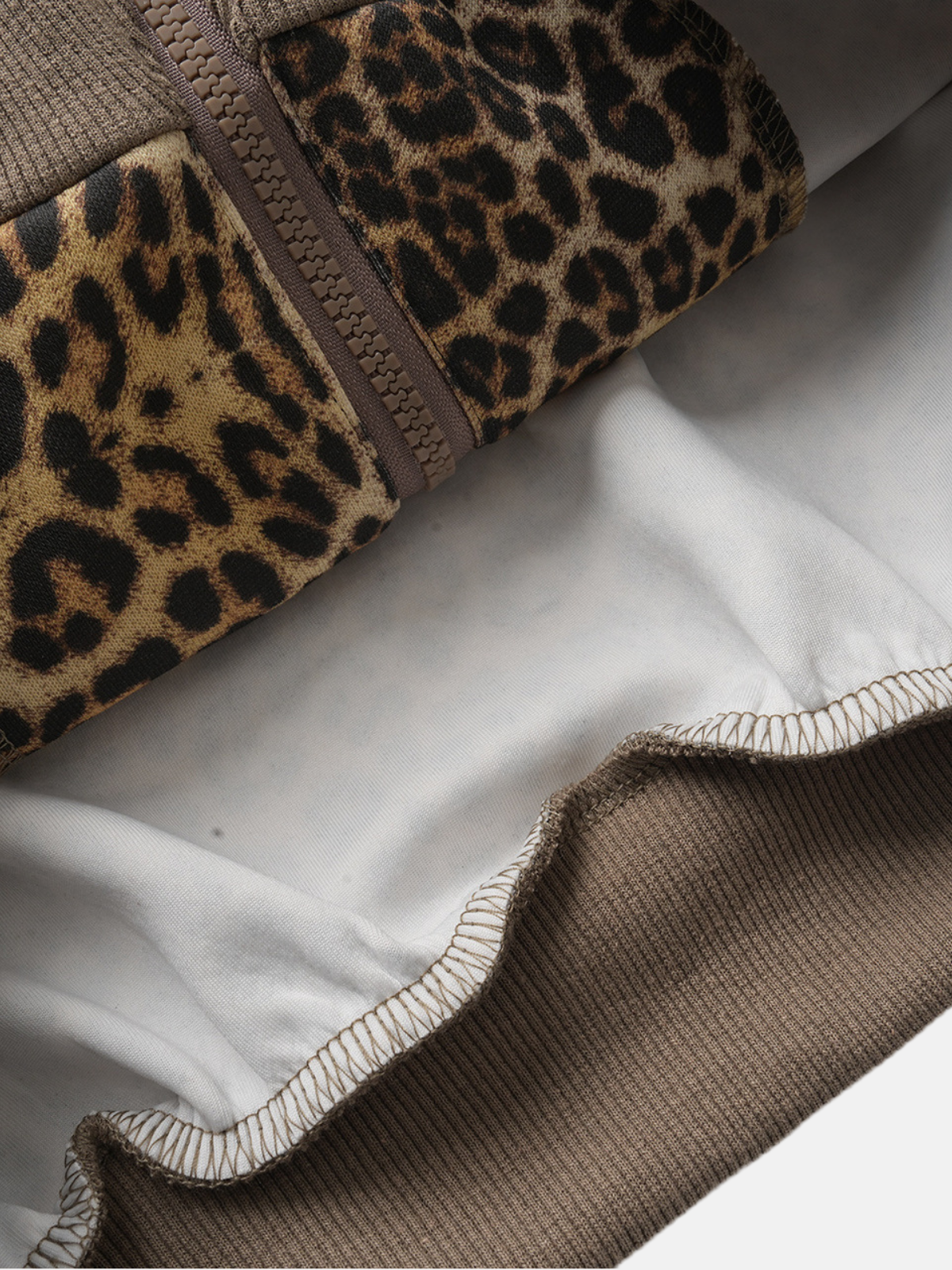 Haaura Leopard Print Drip Graphic Zip Up Hoodie