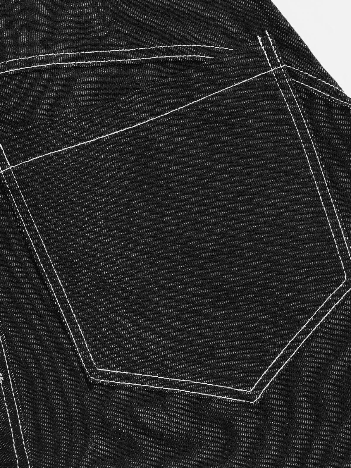 Haaura Metal Button Raw Baaggy Barrel Jeans