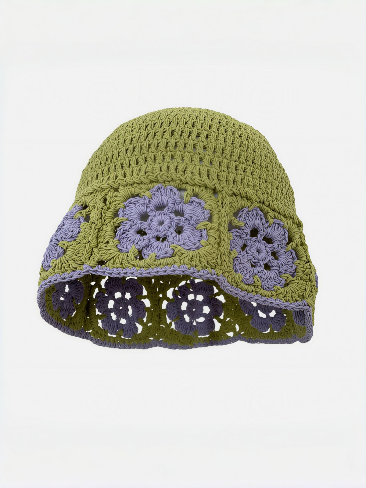 Crochet Floral Embroidery Bucket Hat