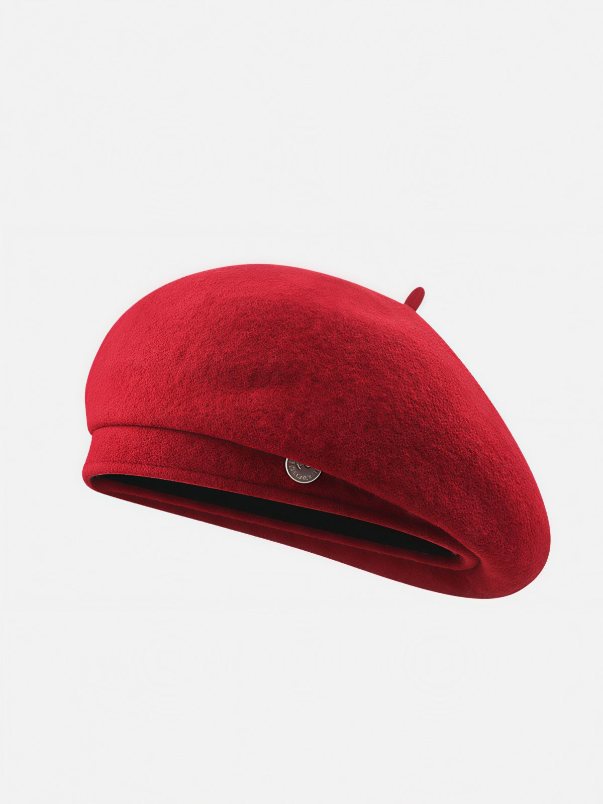 Red Felt Metal Badge Beret