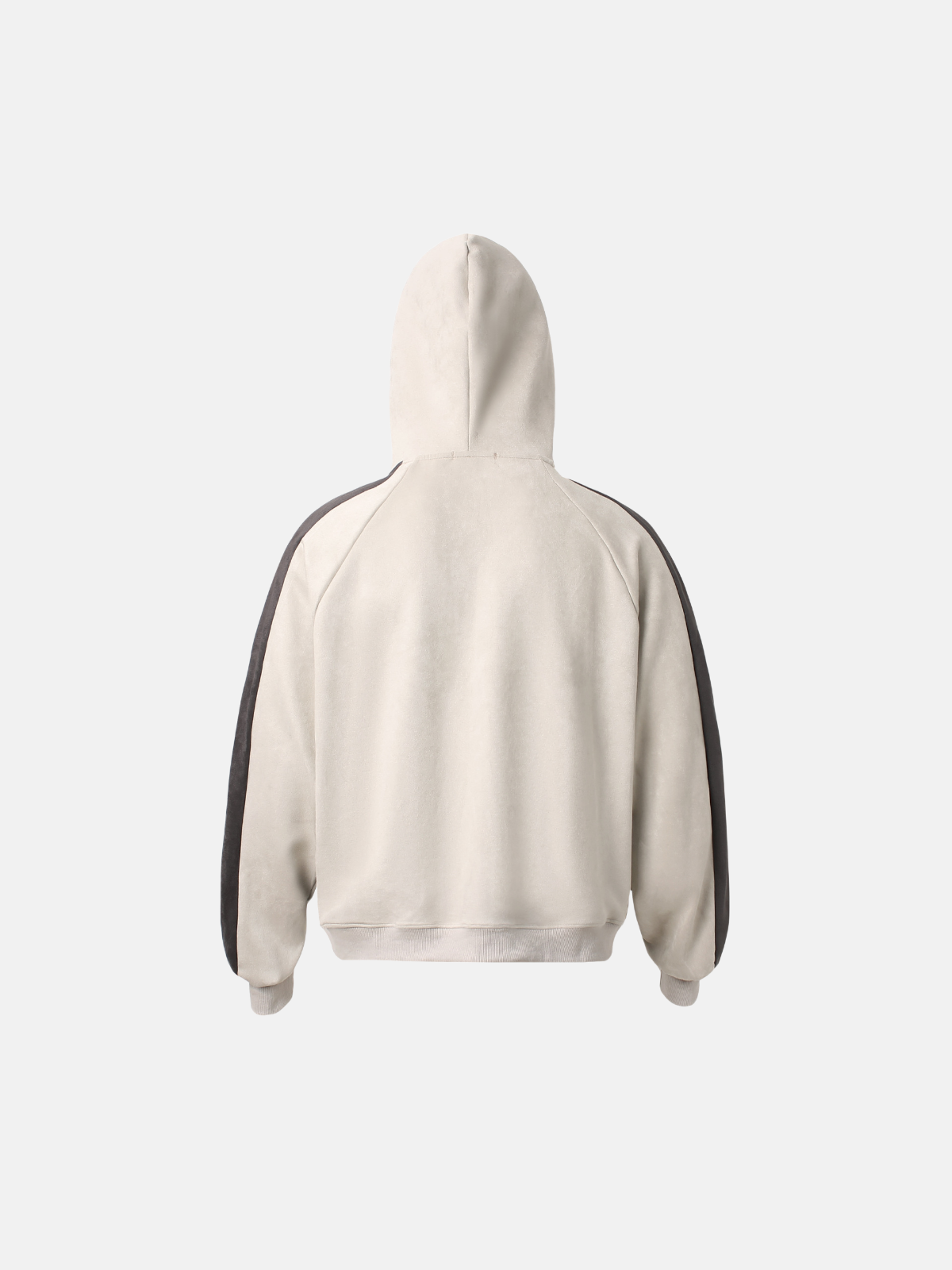 Haaura Contrast Sleeve Distressed Graphic Boxy Zip Up Hoodie