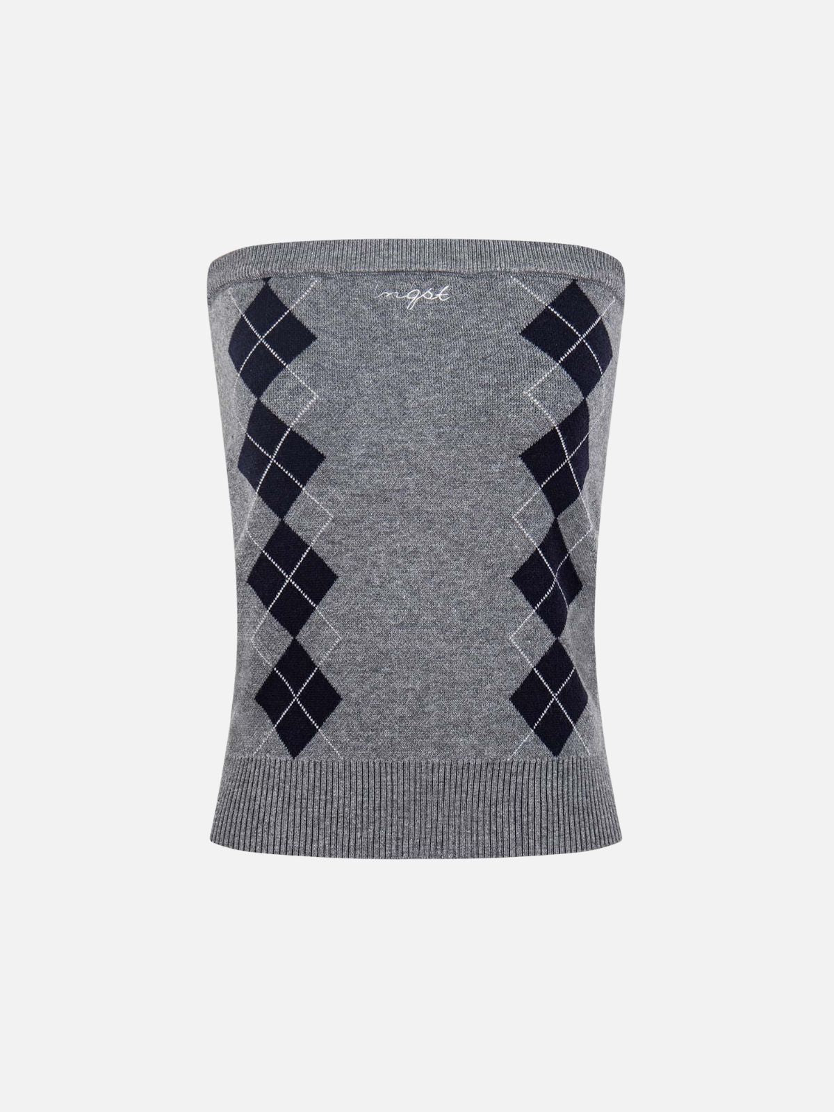 Haaura Argyle Knit Tube Top