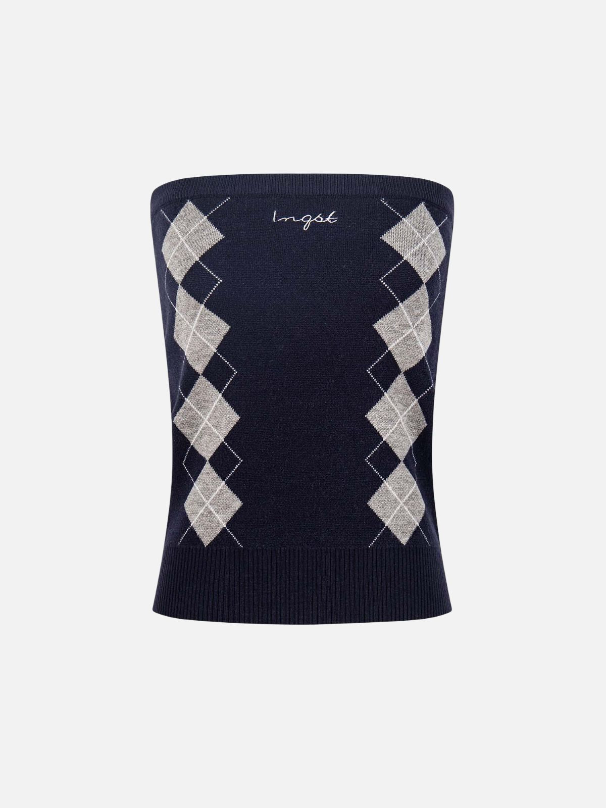 Haaura Argyle Knit Tube Top