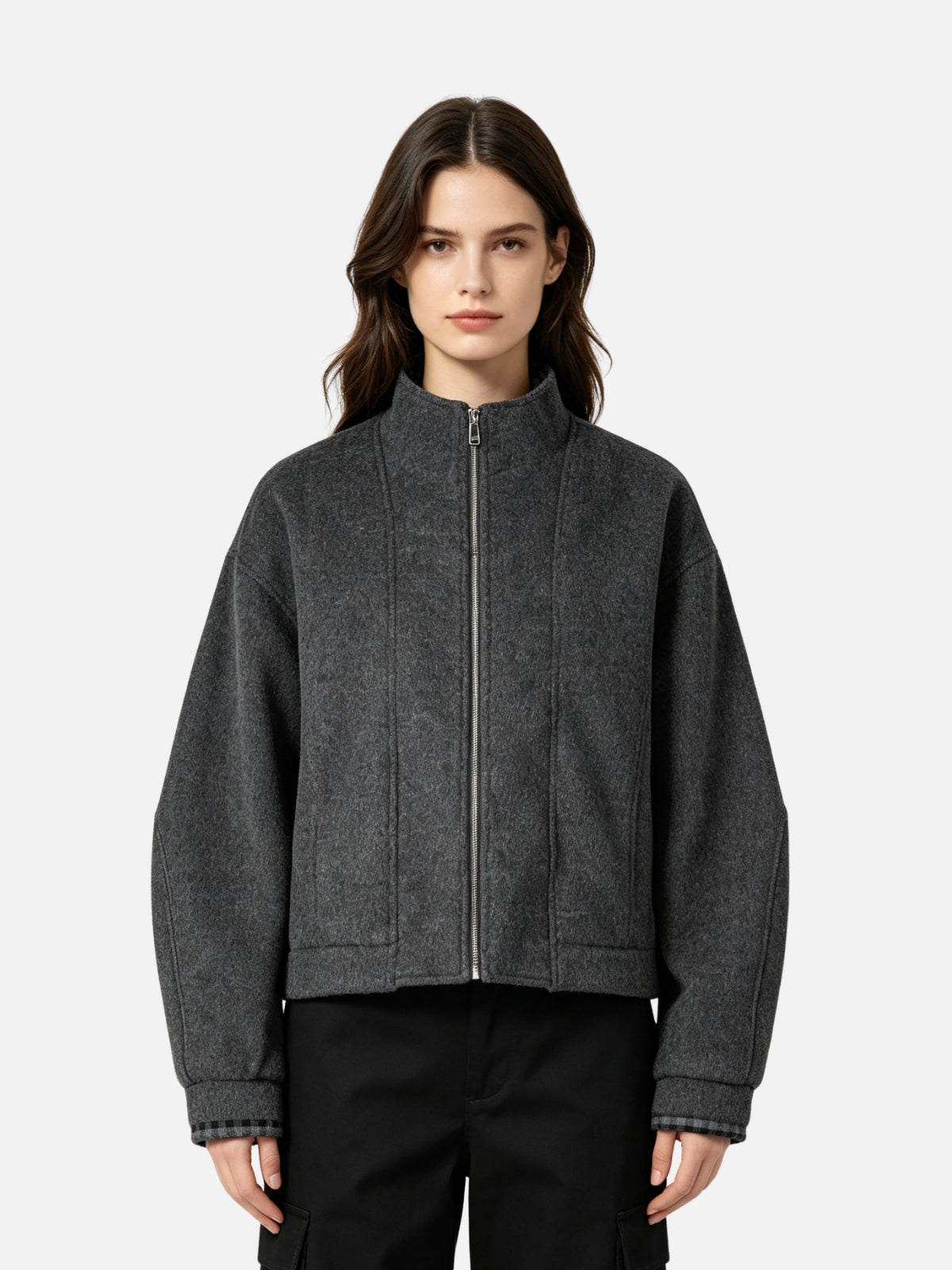 Haaura Tweed Zip Up Jacket