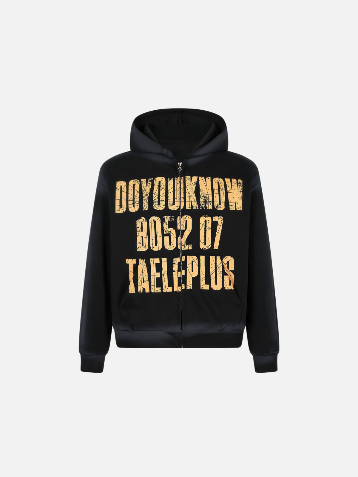 Haaura Distressed Slogan Zip Up Hoodie