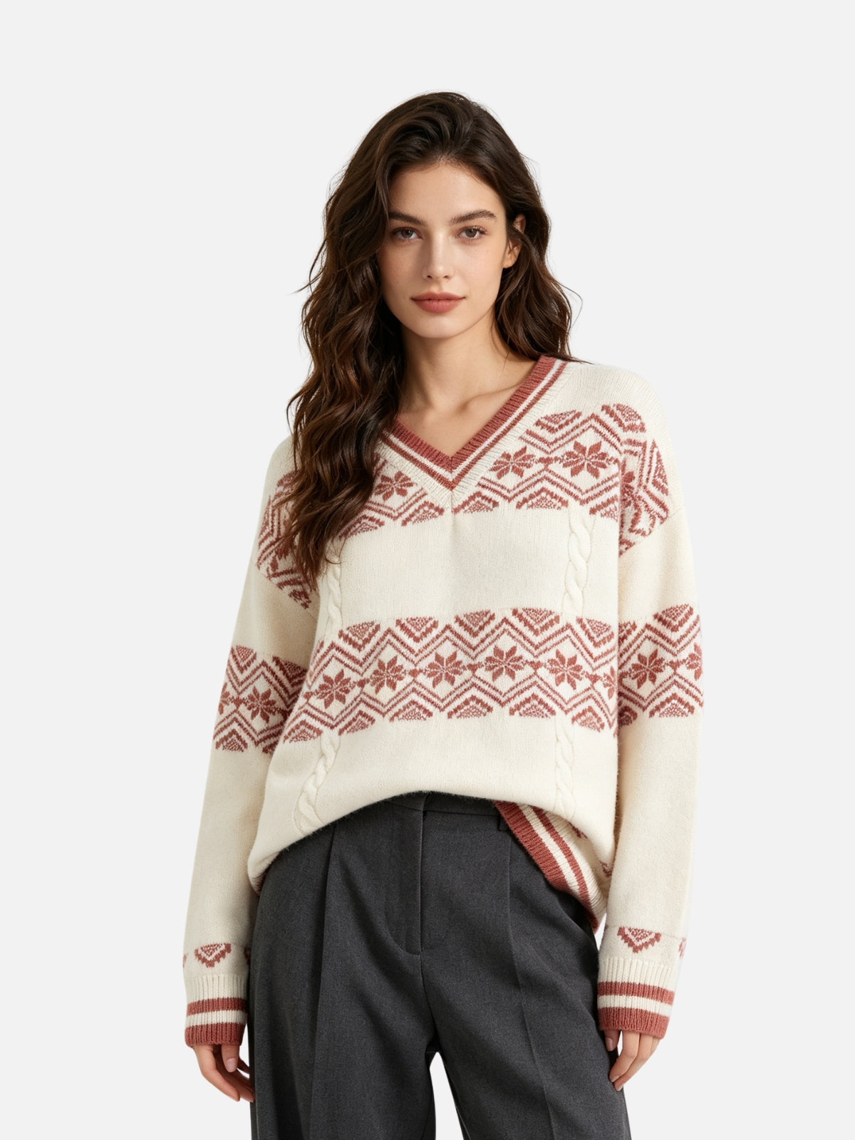 Haaura Fair Isle V-Neck Sweater
